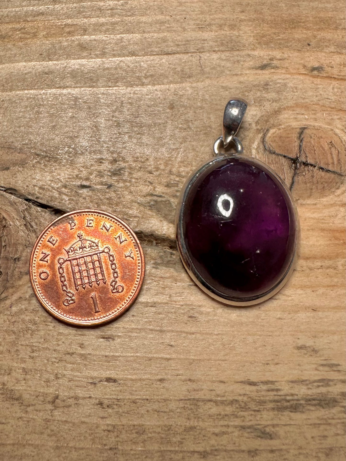Vintage Oval Amethyst 925 Silver Pendant