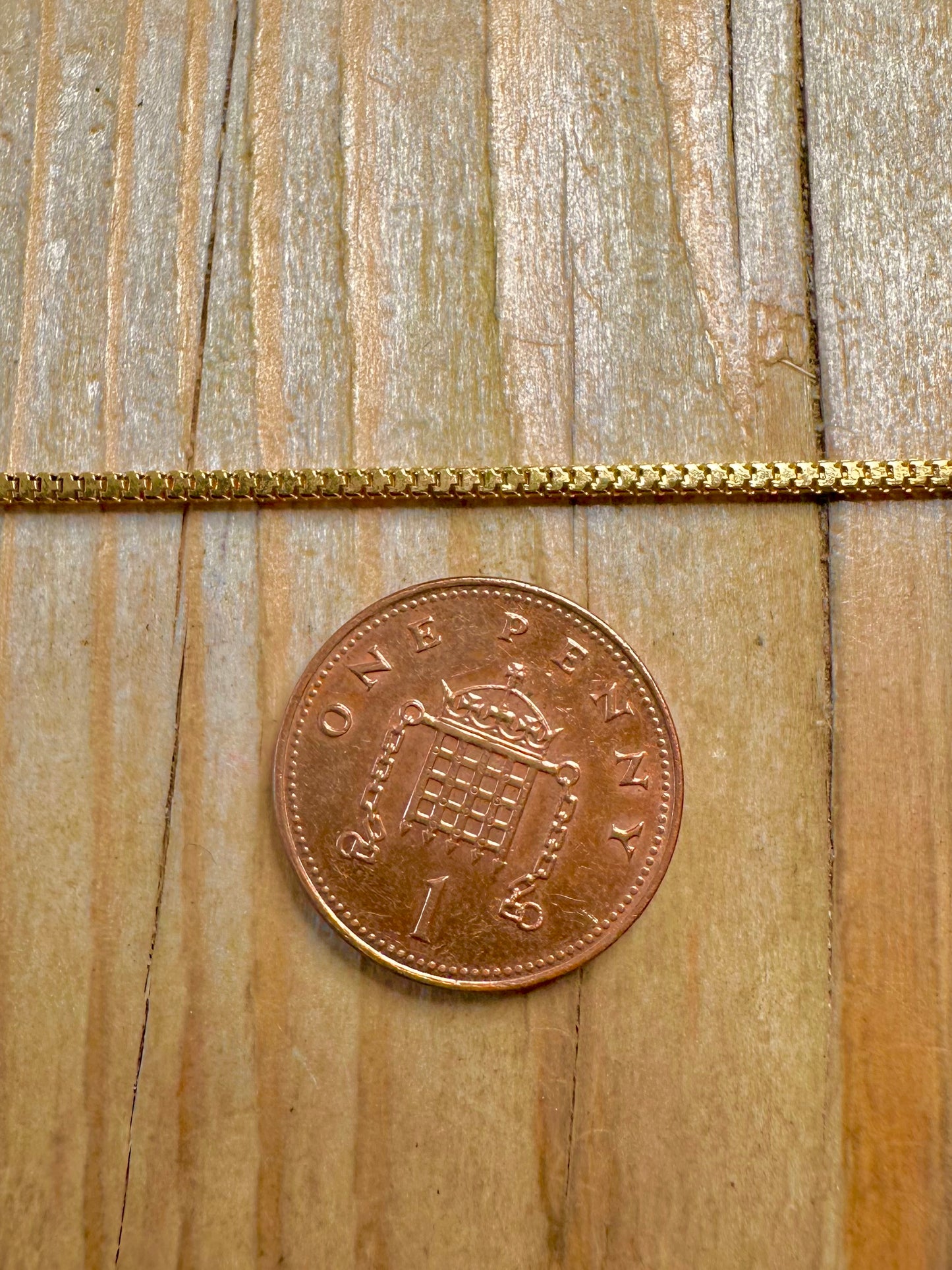 Vintage Box Chain Gold on 925 Silver 20 inch Necklace