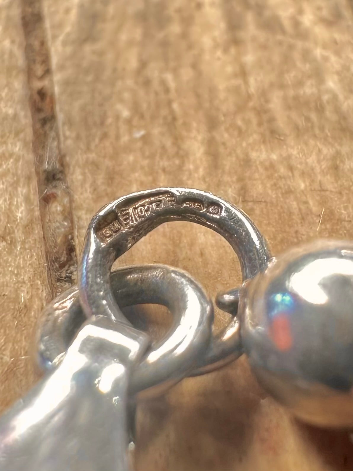 Abstract Pipe Bead Chain 925 Sterling Silver 7.8 Inch Bracelet