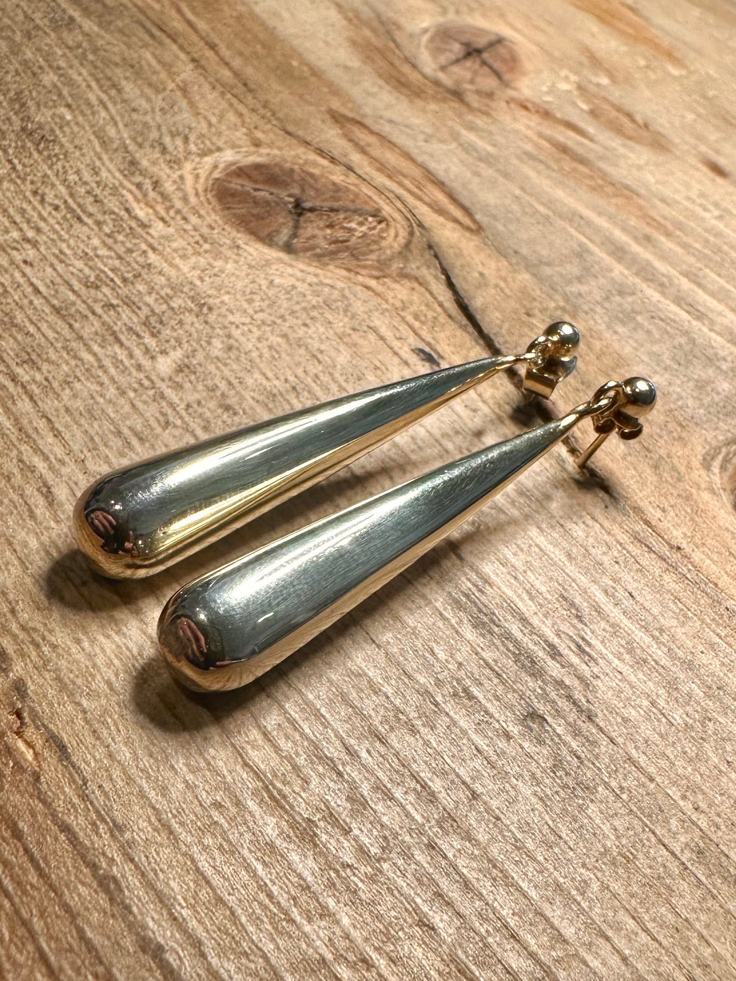 Vintage Chunky Tear Drop Gold on 925 Silver Earrings