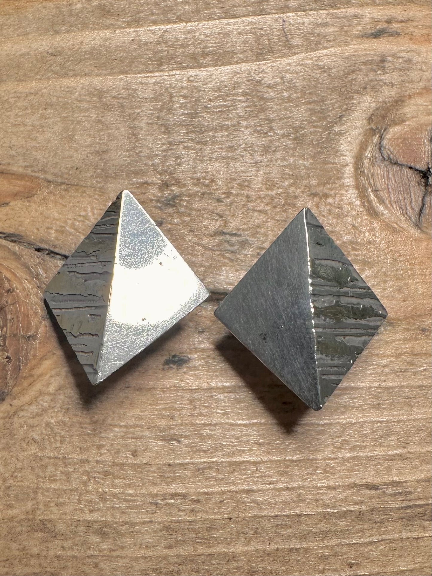Modernist 1986 Bark Effect Square 925 Silver Earrings