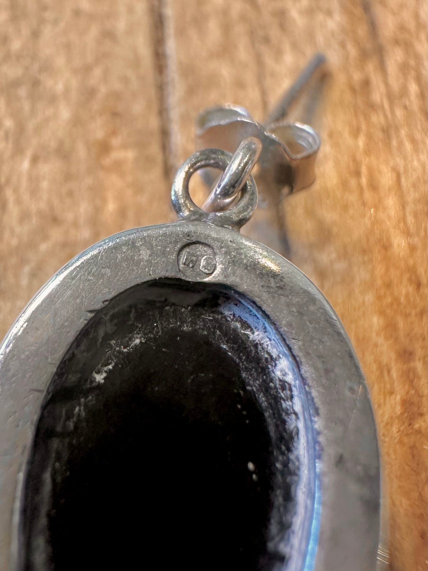 Black Oval Onyx 925 Sterling Silver Earrings