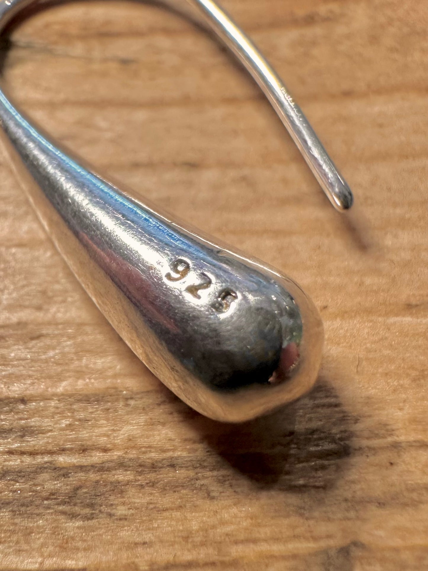 Modernist Curved Teardrop 925 Silver Earrings