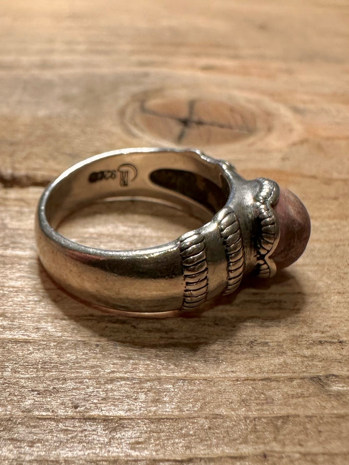Vintage Brown Agate Tribal 925 Silver Size M Ring