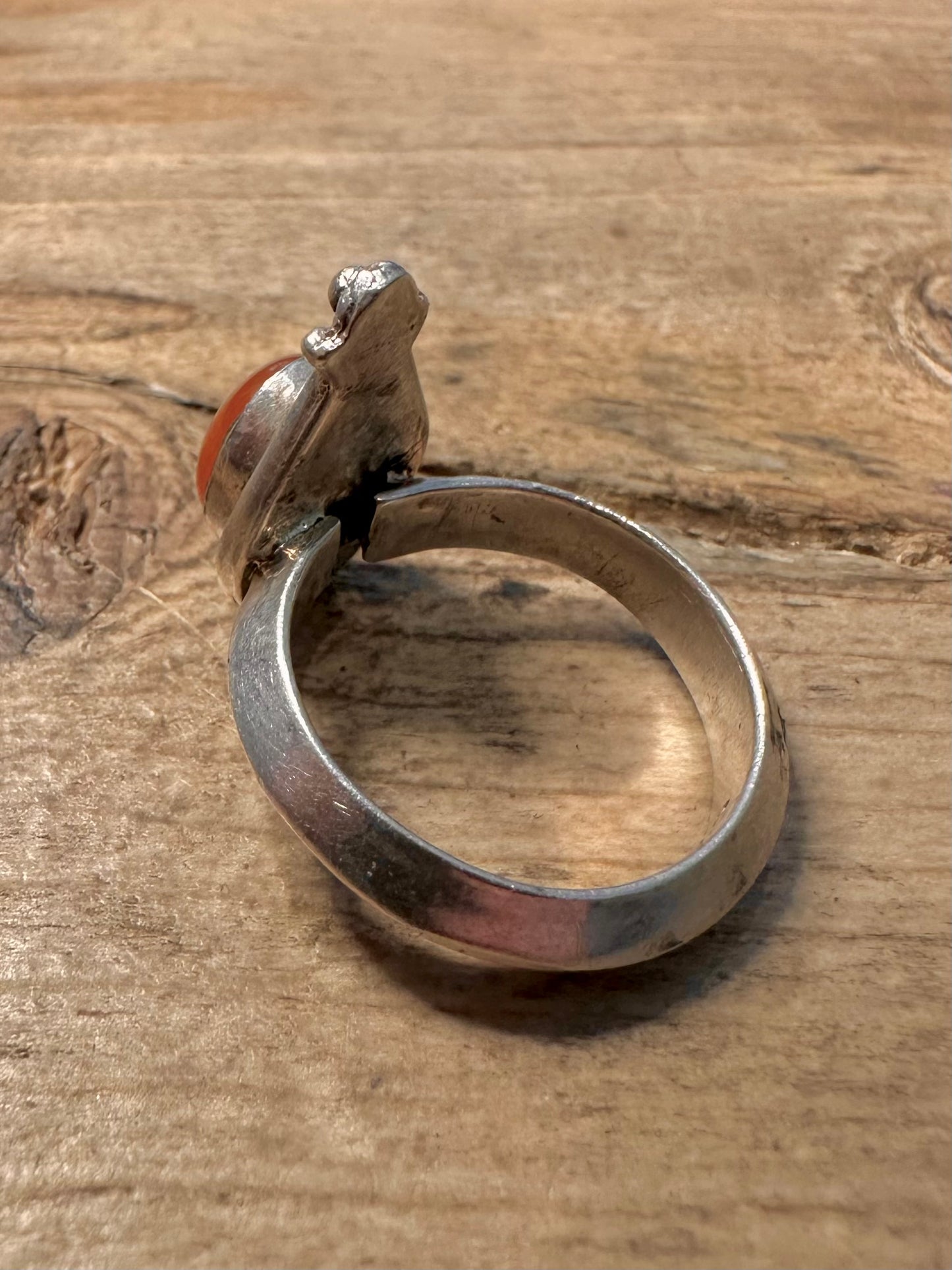 Vintage Carnelian Boho 925 Silver Size R Ring