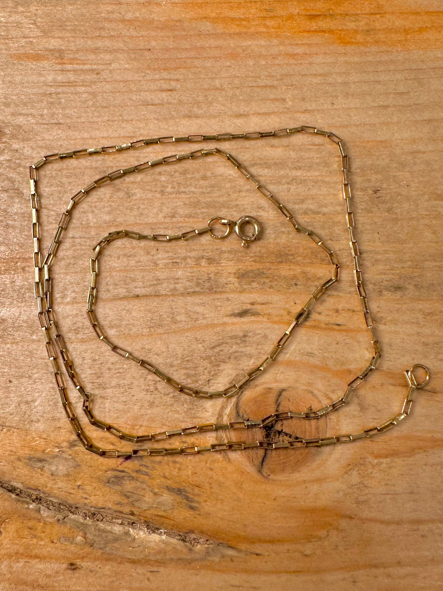Vintage 1986 9ct Gold Rectangle Link 20 inch Necklace