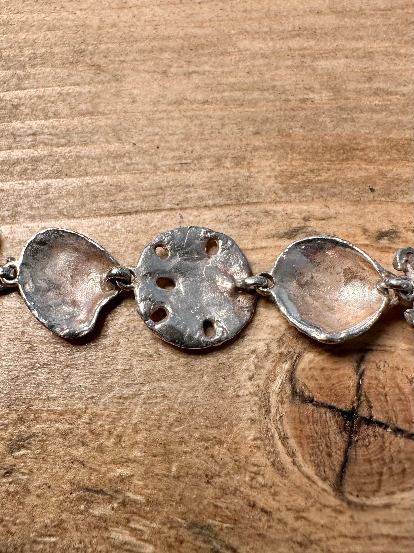 Vintage Sea Theme Link 925 Silver 7.5 inch Bracelet