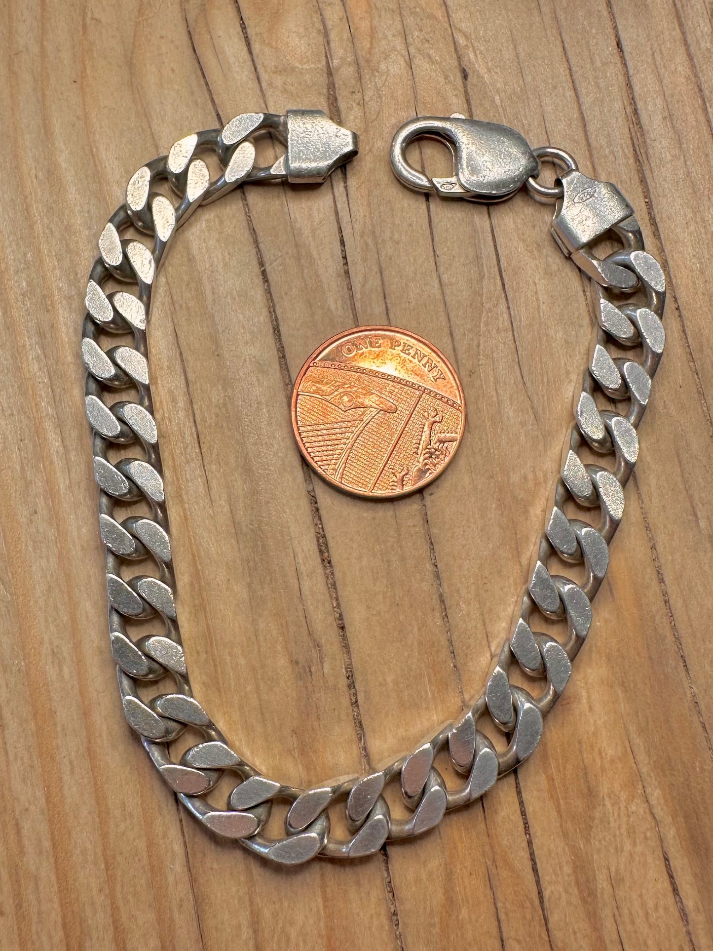 Vintage Curb Chain 925 Sterling Silver 8.5 inch Bracelet
