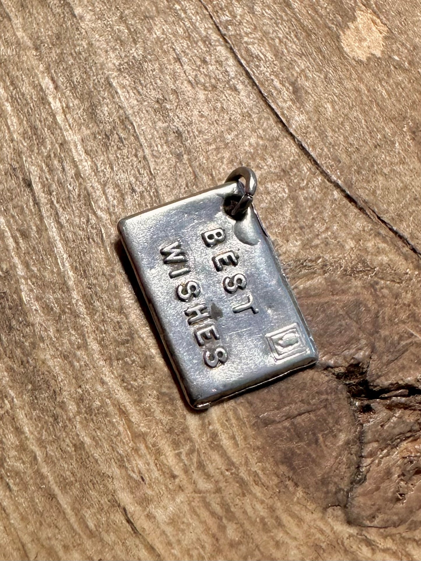 Vintage Best Wises Letter 925 Silver Charm Pendant
