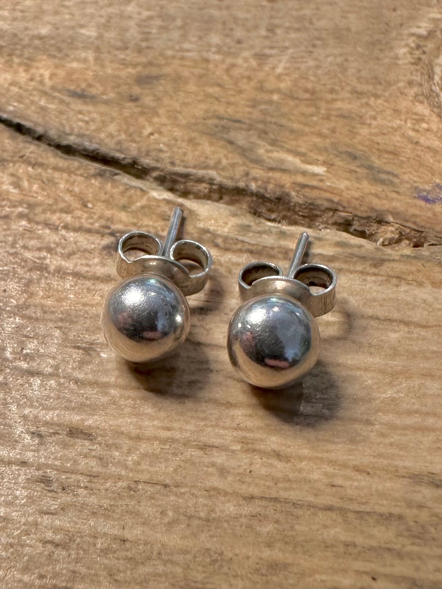 Vintage Ball Stud 925 Silver Earrings