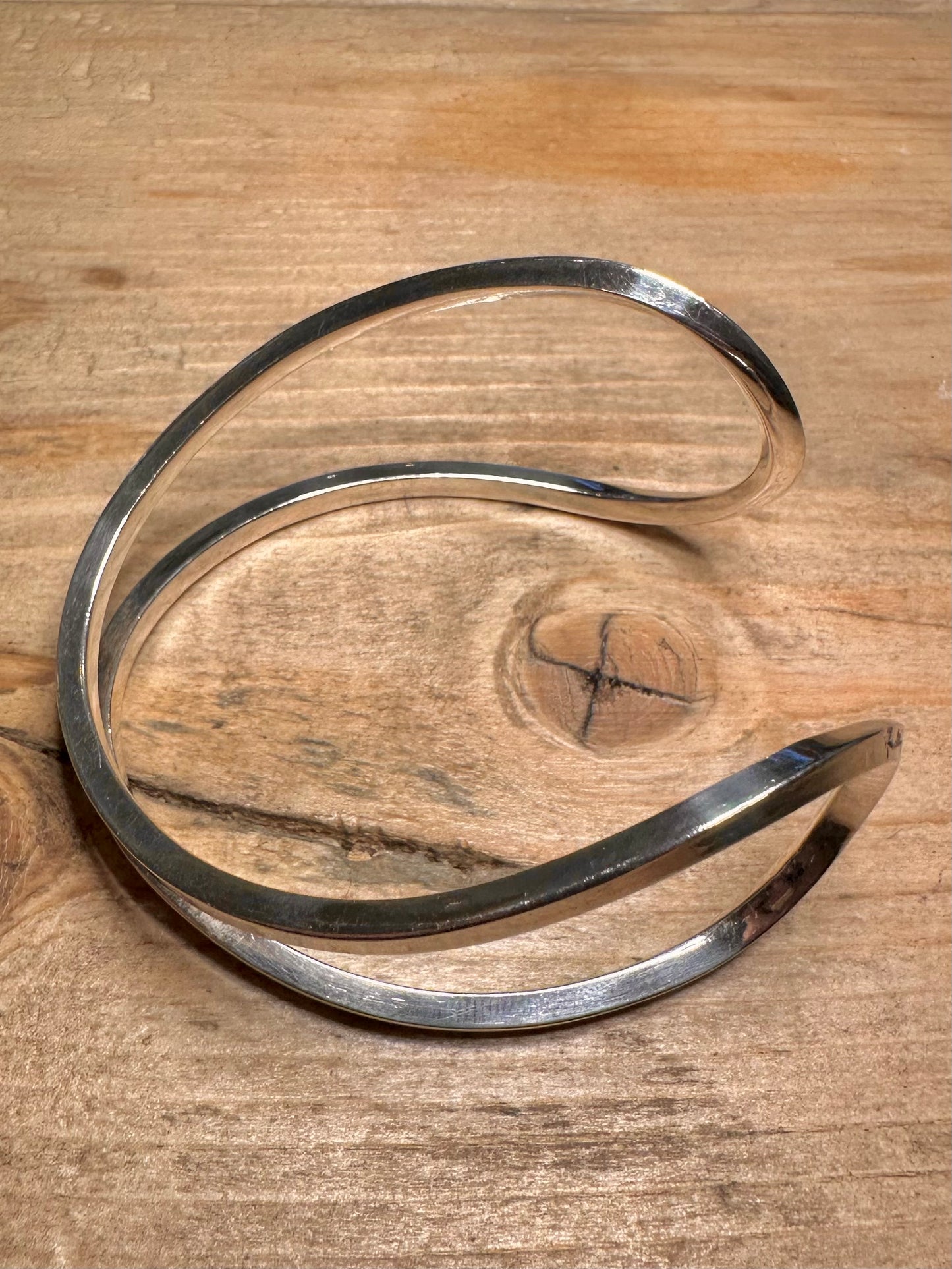 Abstract Shape Designer 925 Silver Cuff Bangle