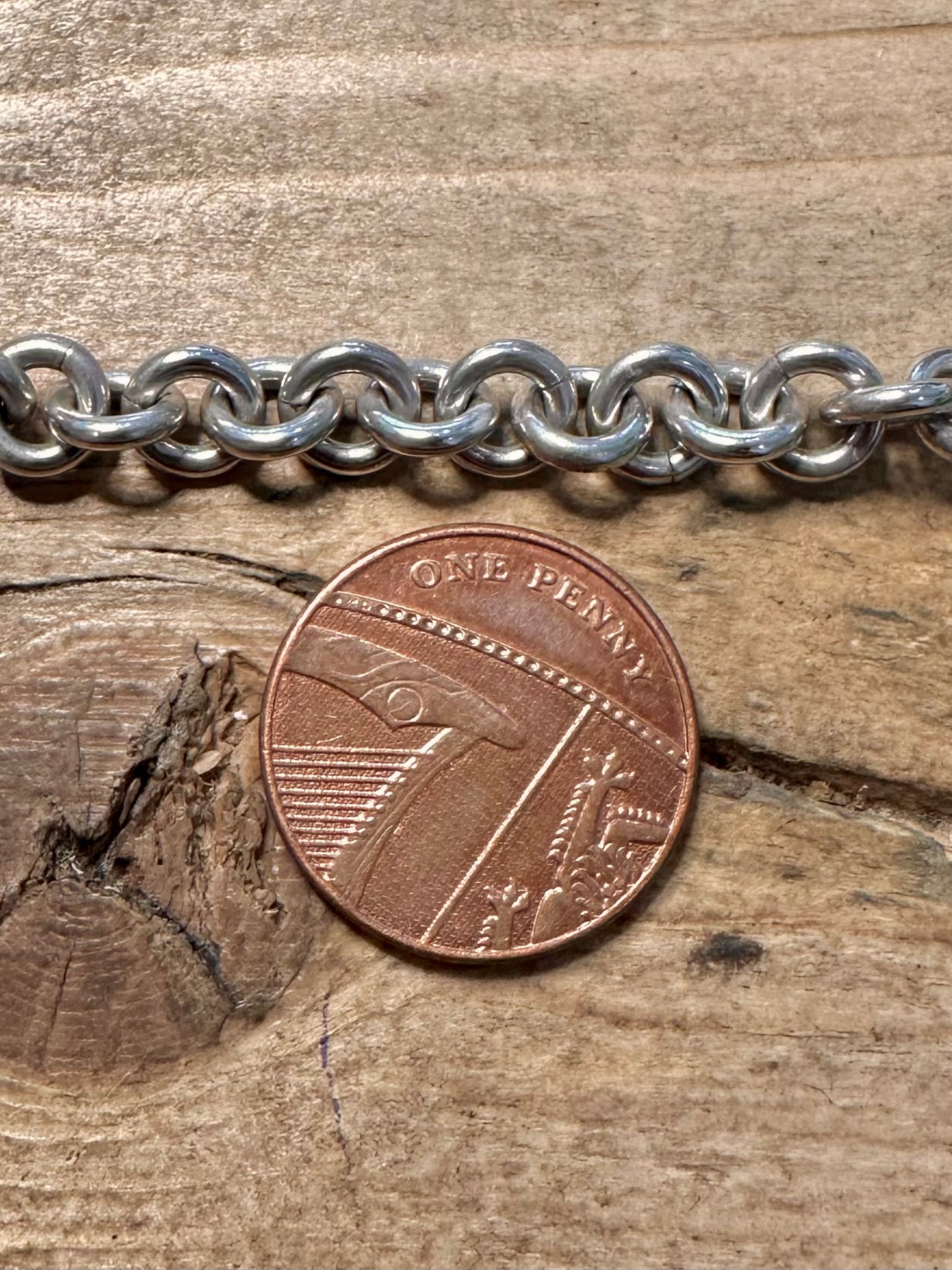 Vintage Chunky Belcher Chain T Bar Clasp 925 Silver 16 inch Necklace