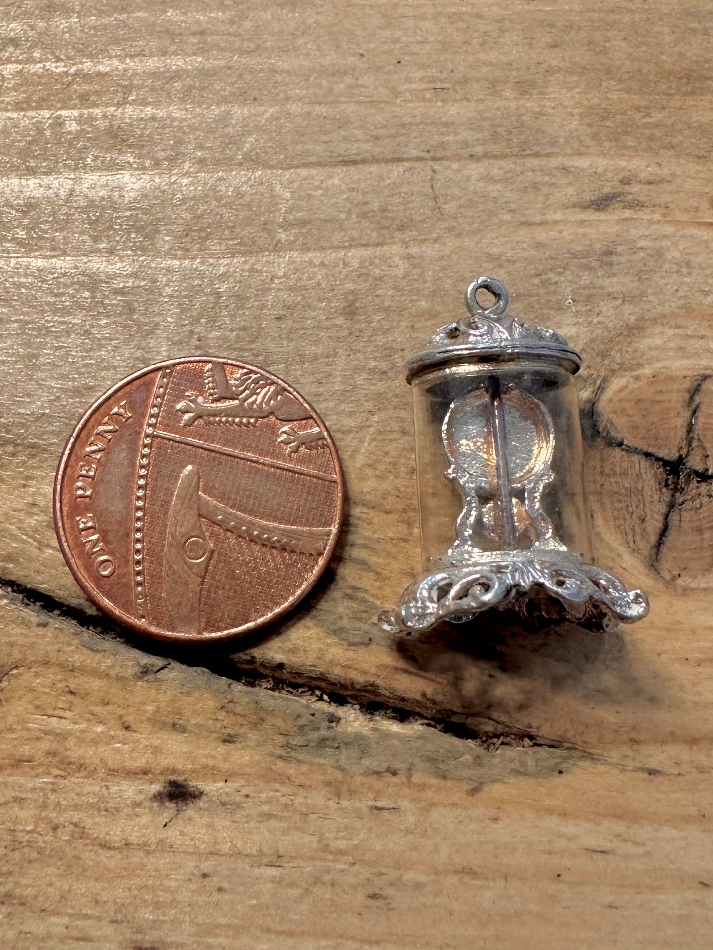 Vintage Mantle Clock 925 Silver Charm Pendant
