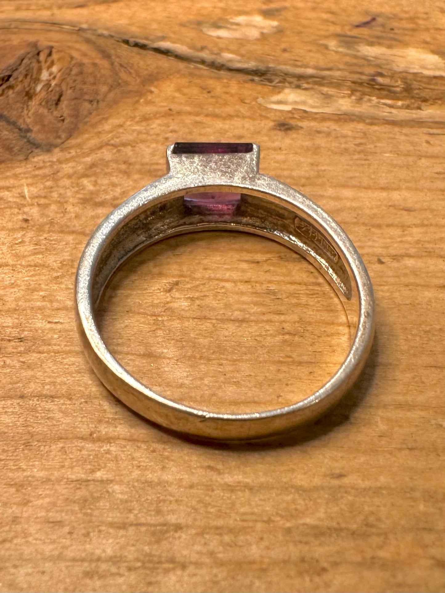 Modern Purple CZ 925 Silver Size P Ring