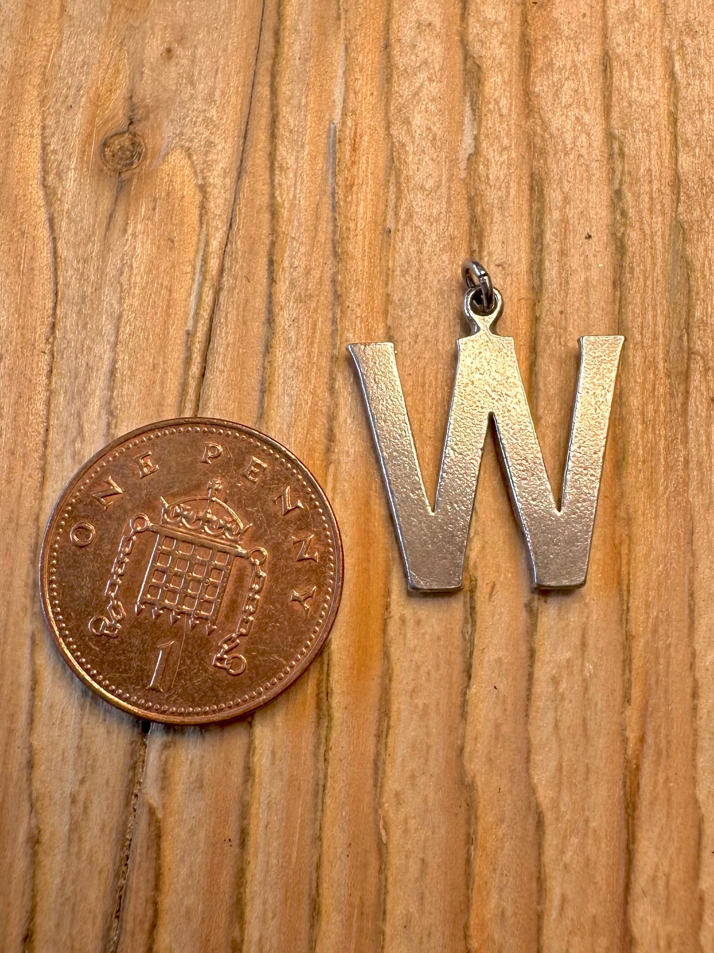 Vintage Letter W 925 Sterling Silver Pendant