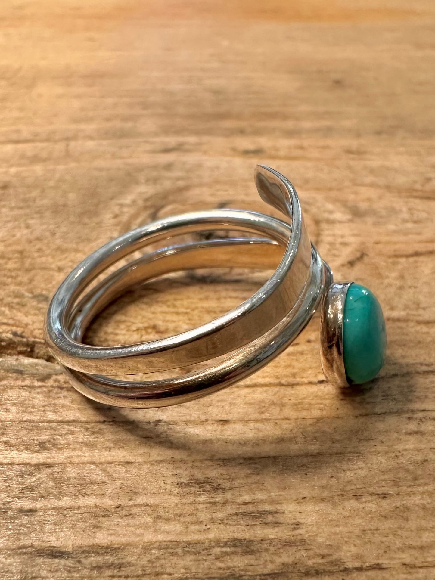 Abstract Layer Turquoise 925 Silver Size T1/2 Ring