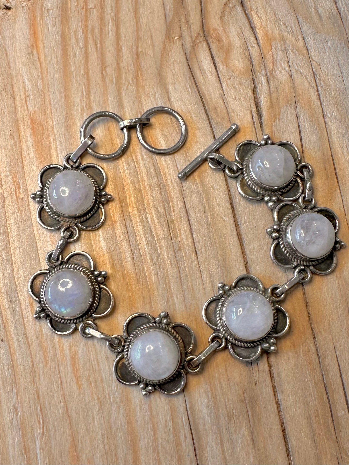 Stunning Vintage Moonstone 925 Silver 7 to 7.5 inch Bracelet