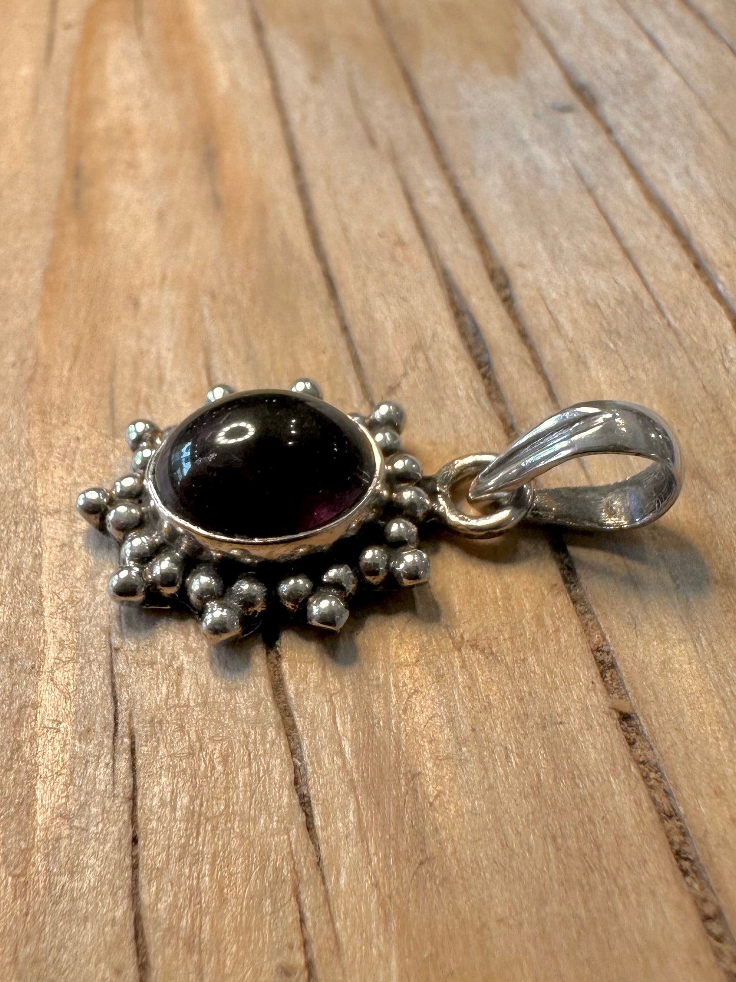 Vintage Amethyst Starburst 925 Silver Pendant