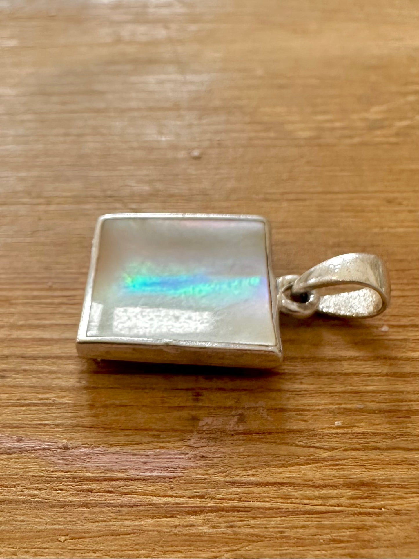 Modern Mother of Pearl Square 925 Silver Pendant