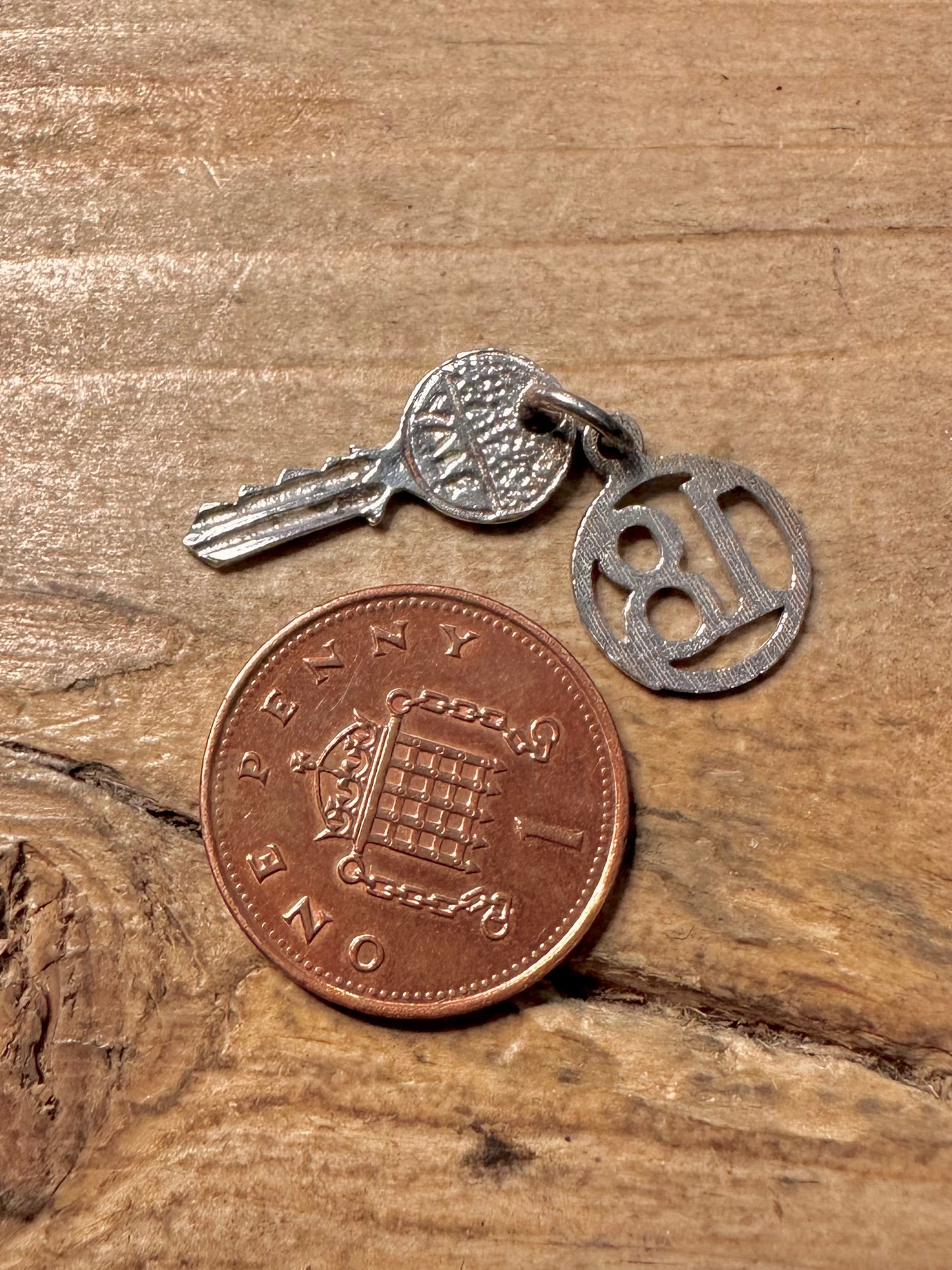 Vintage 18 and YALE Key 925 Silver Charm Pendant