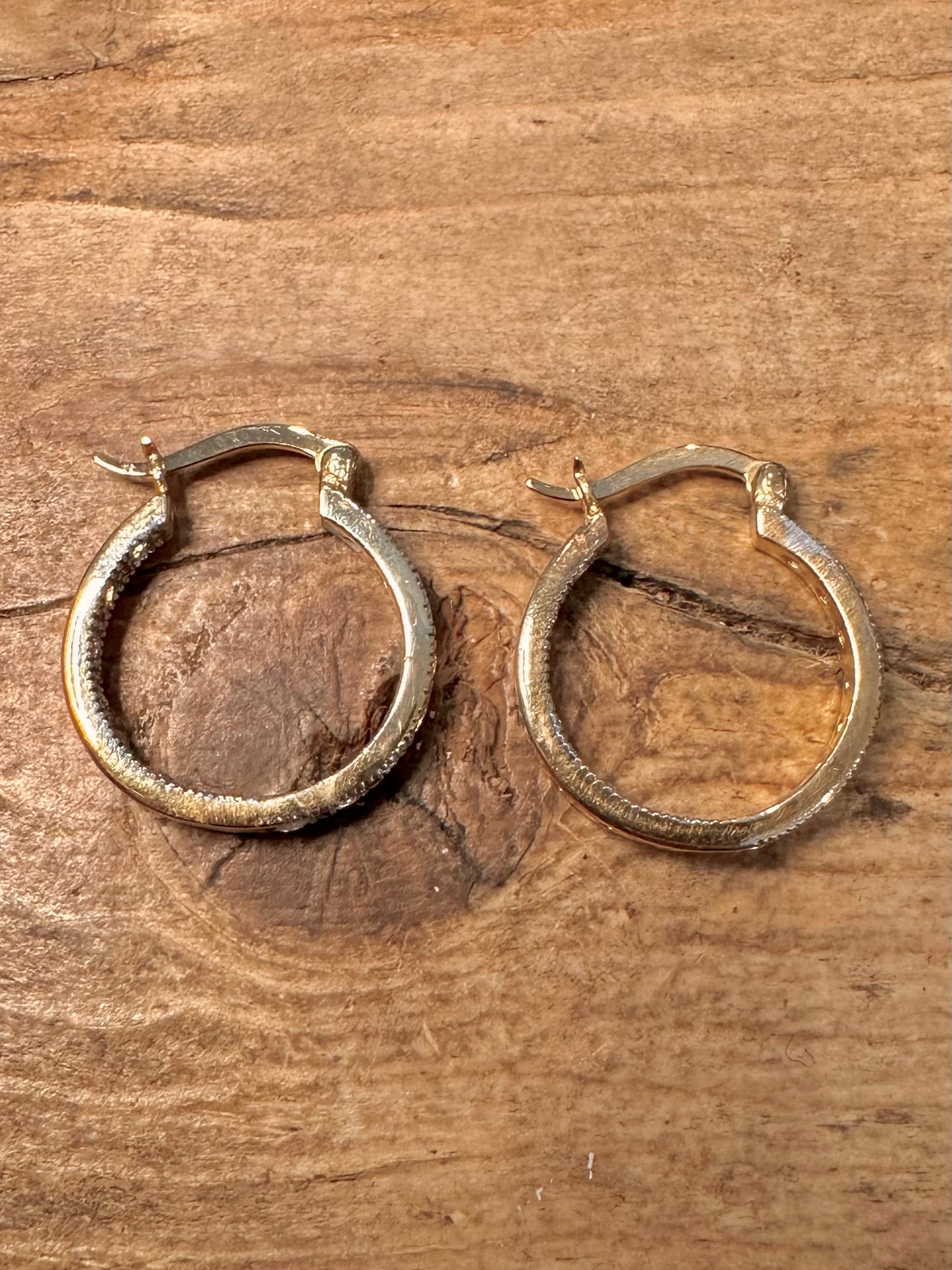 Modern CZ Stone Hoop Gold on 925 Silver Earrings