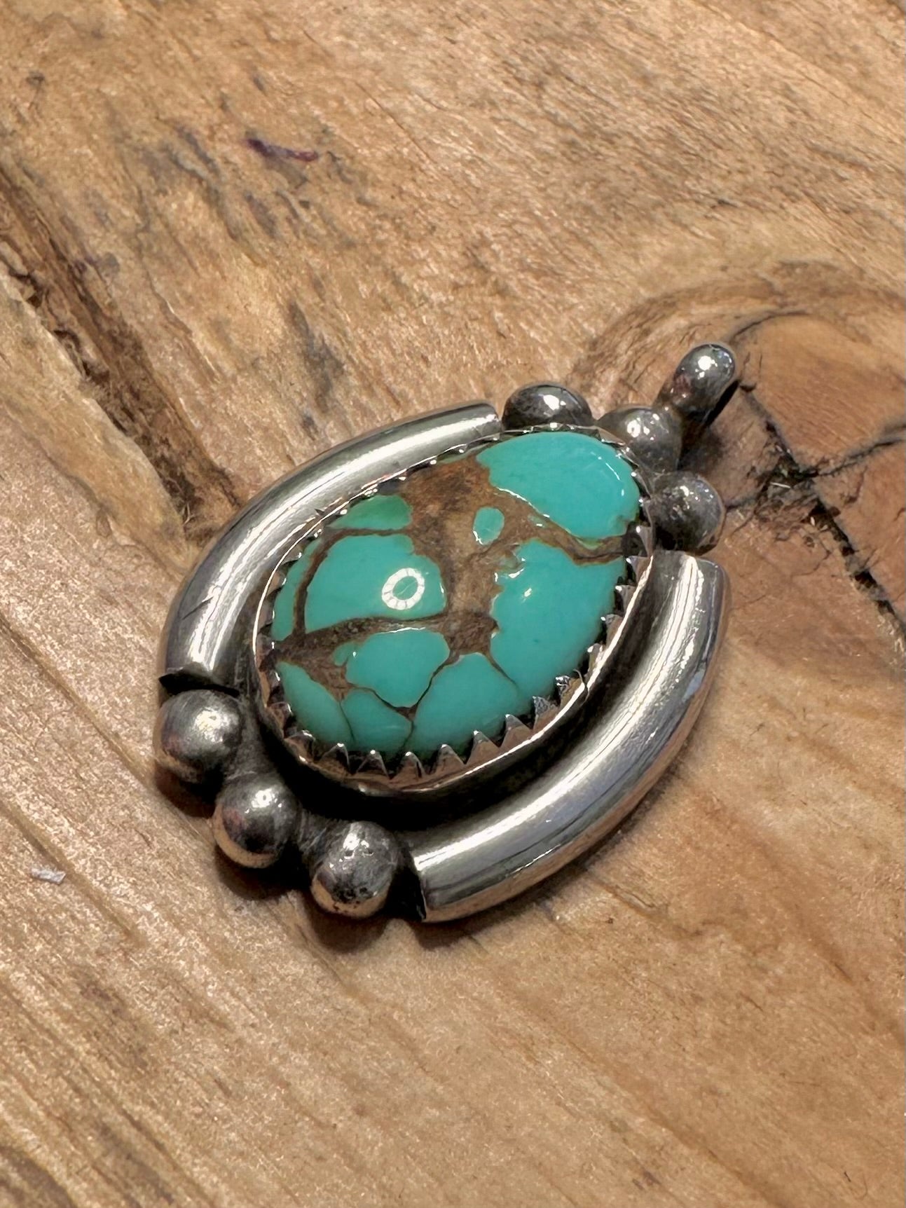 Vintage Native American Turquoise Maker CG 925 Silver Pendant