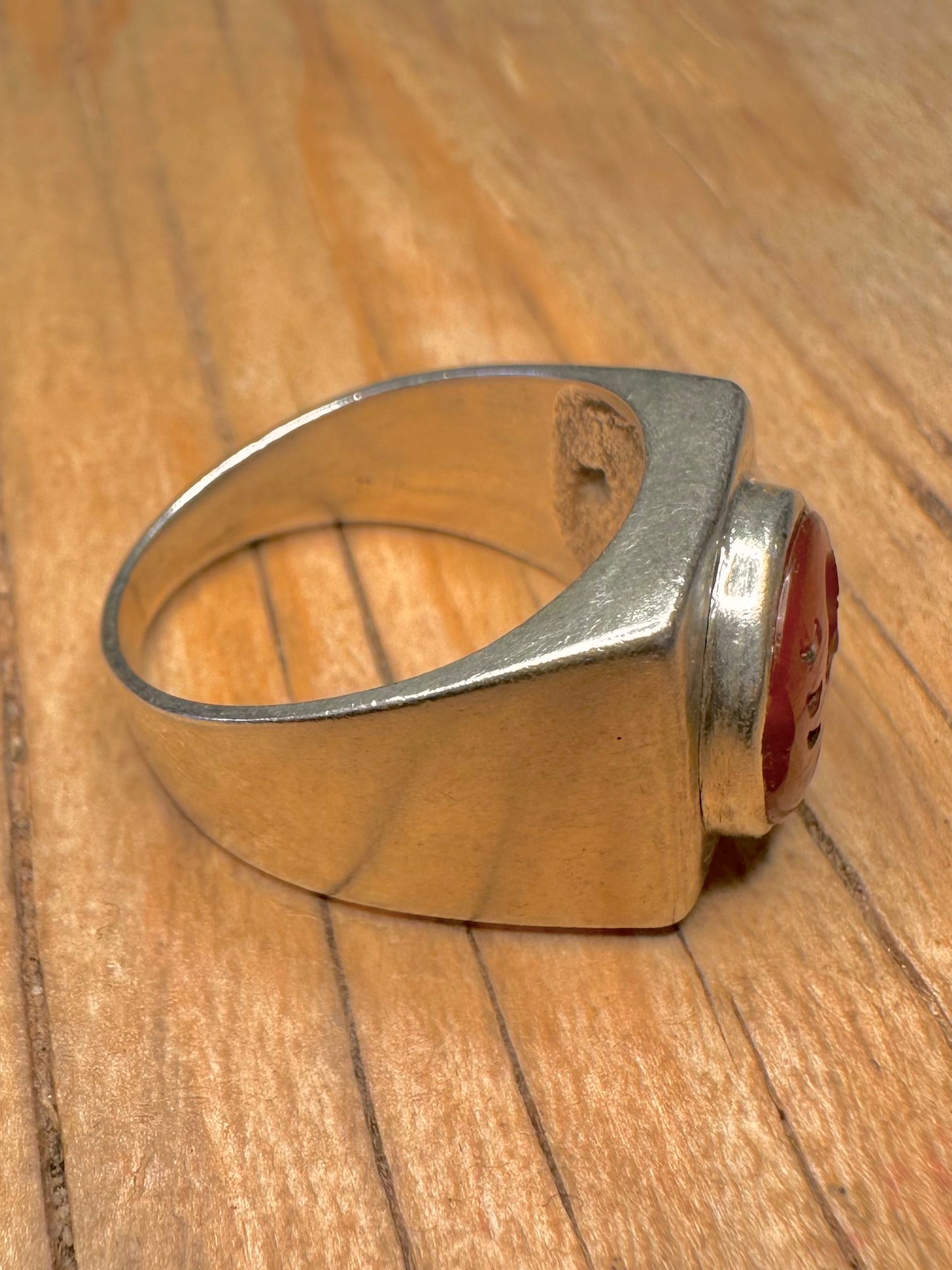 Vintage Carnelian Intaglio Signet 925 Sterling Silver Size V Ring