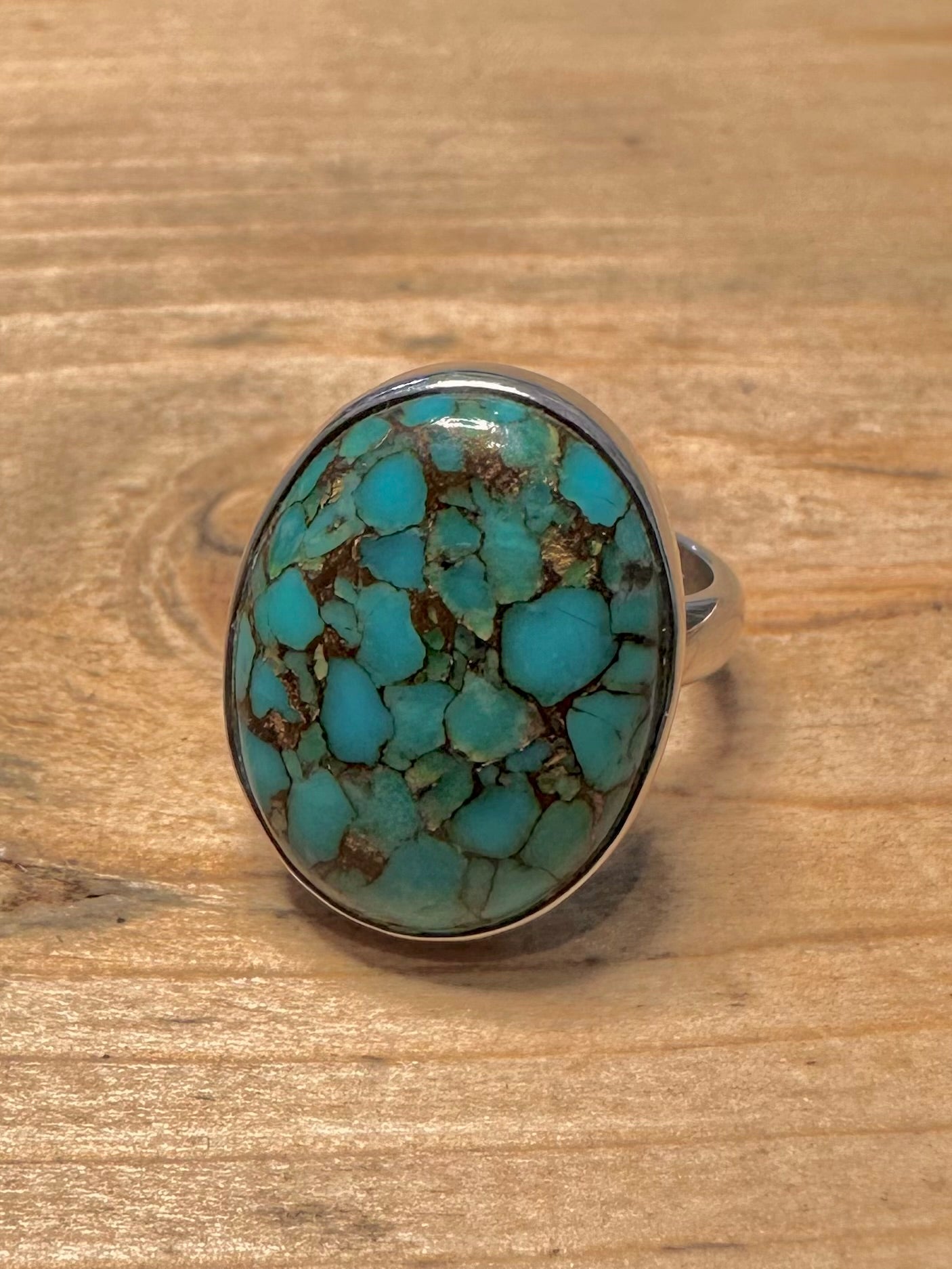 Vintage Natural Turquoise 925 Silver Size N1/2 Ring