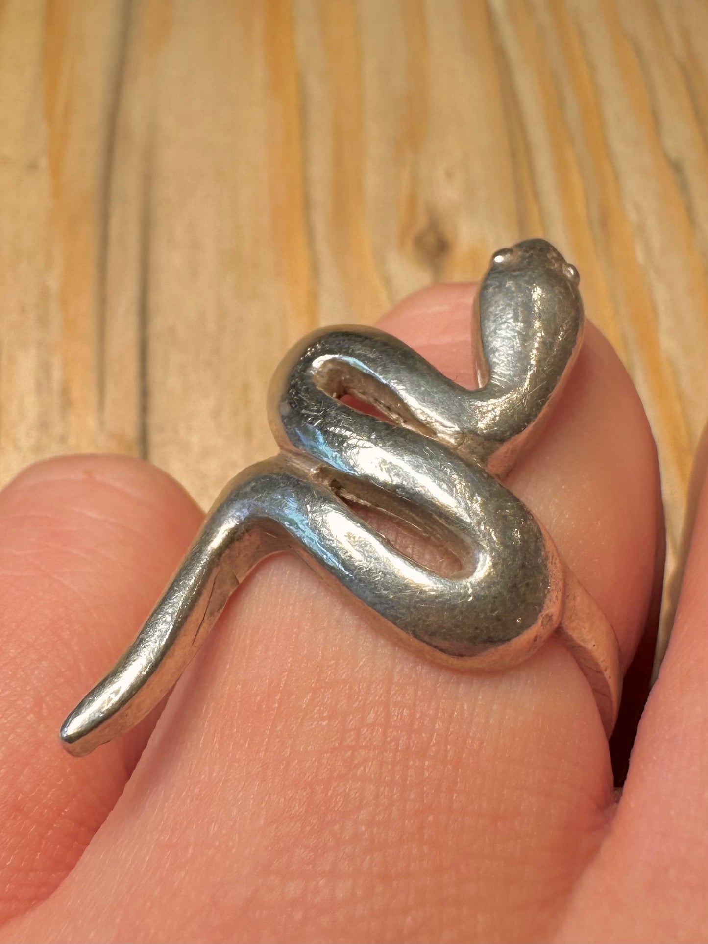 Vintage Chunky Snake 925 Sterling Silver Size R Ring
