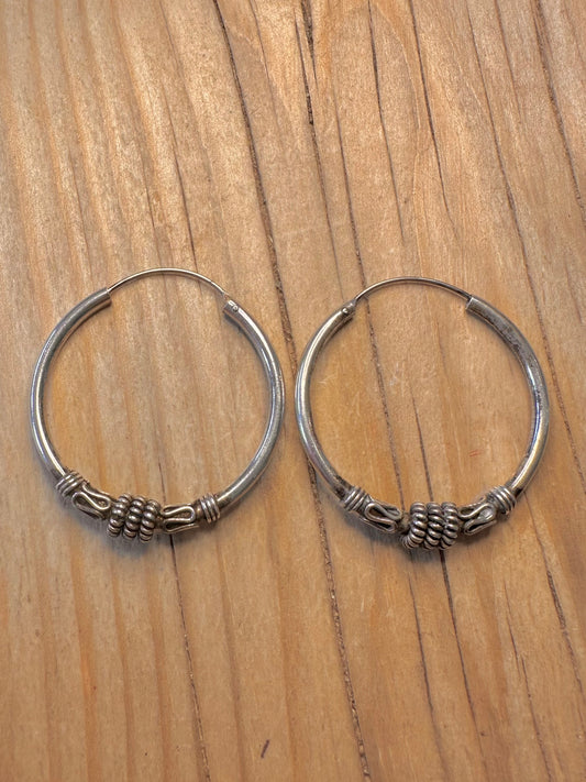 Vintage Tribal Hoops 925 Silver Earrings
