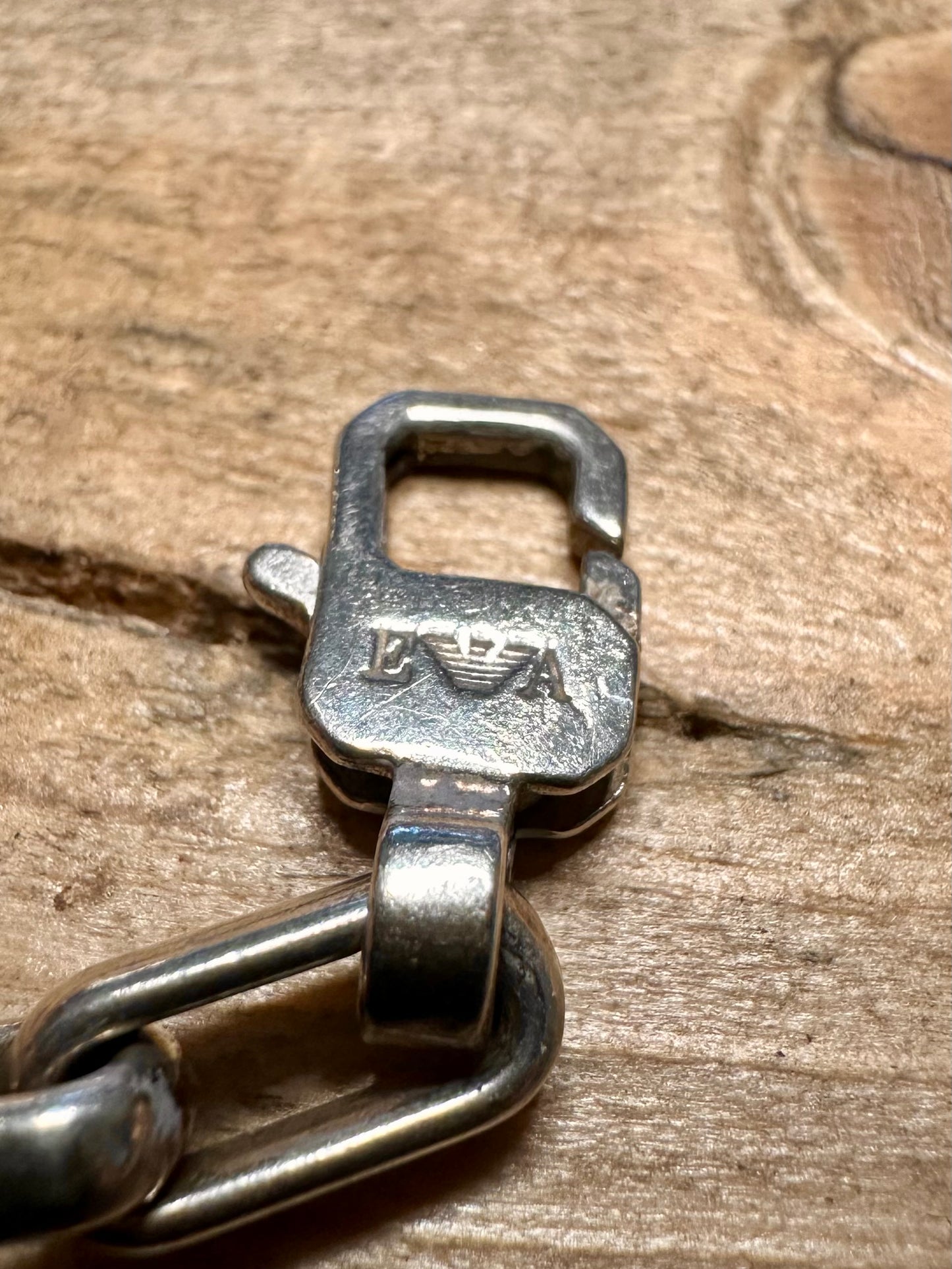 Vintage Chunky Bar Emporia Armani Cross Charm 925 Silver 8 inch Bracelet