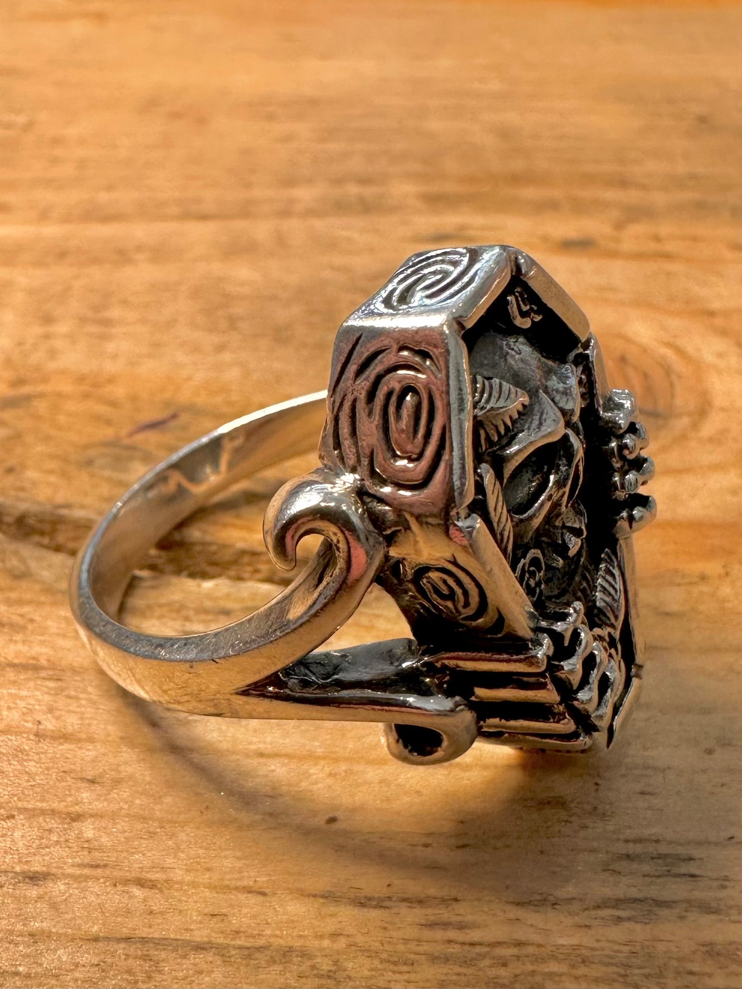 Vintage Skull Coffin 925 Silver Size X1/2 Ring