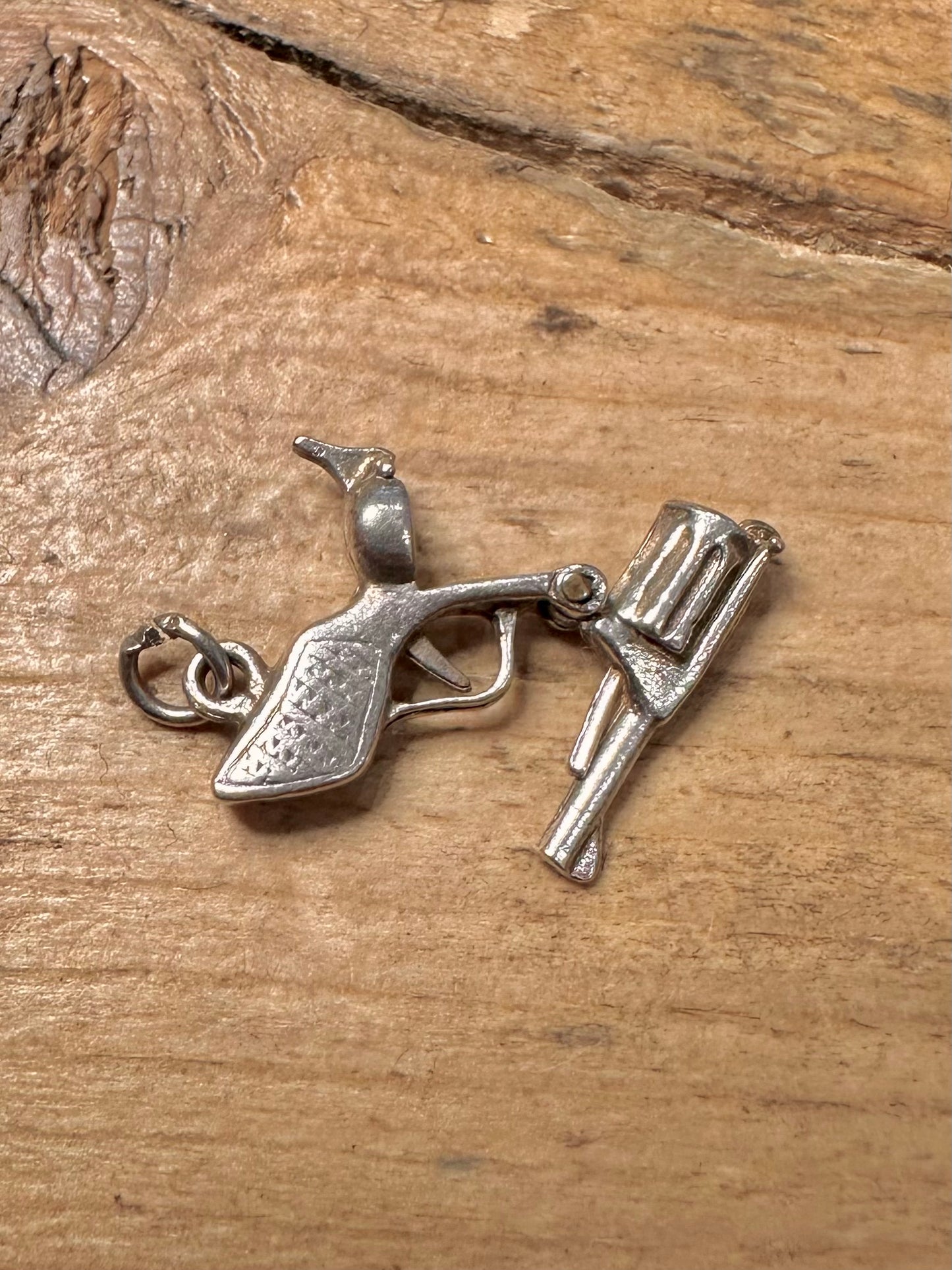 Vintage Articulated Revolver 925 Silver Charm Pendant