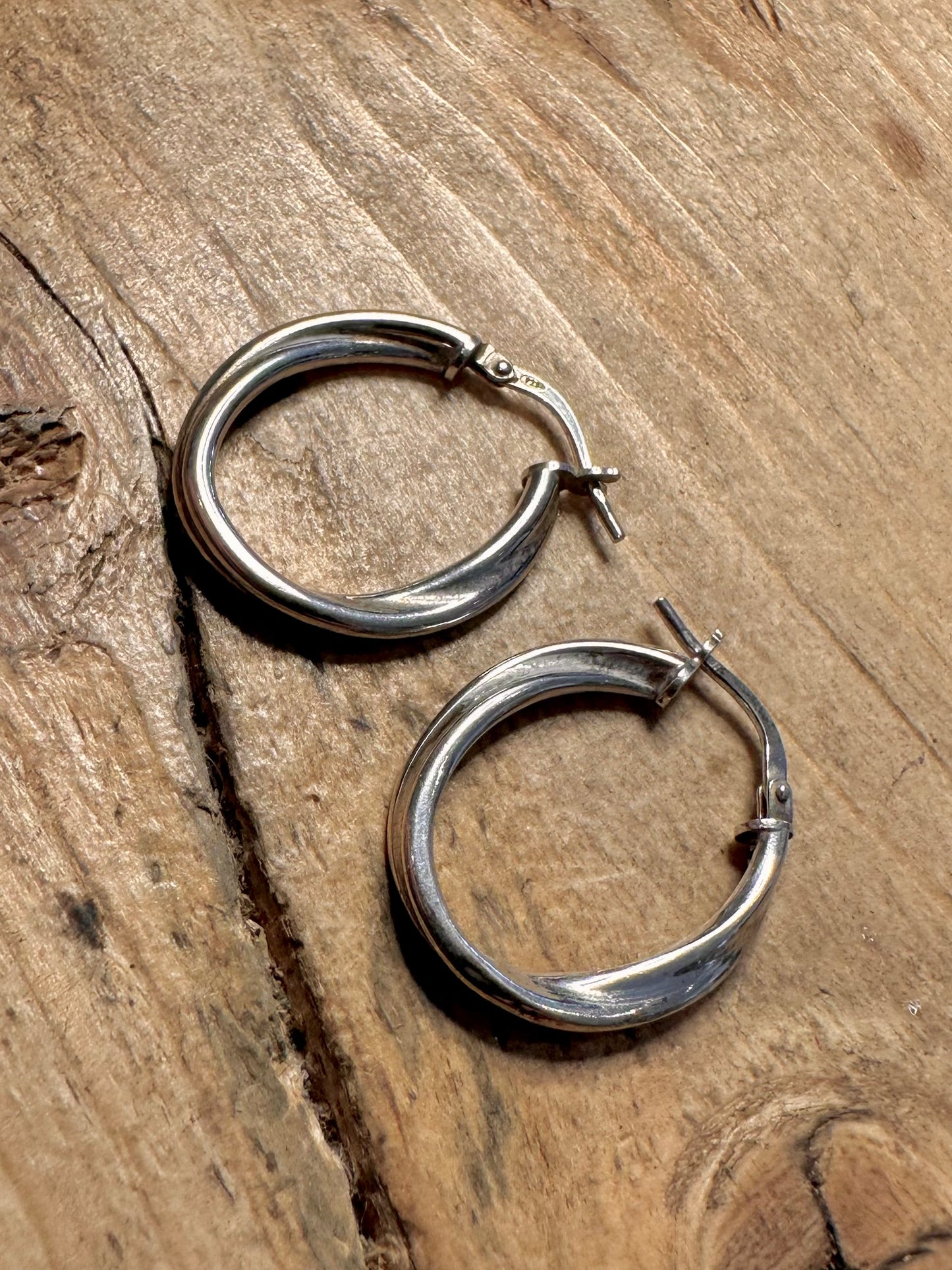 Vintage Twisted Hoops 925 Silver Earrings