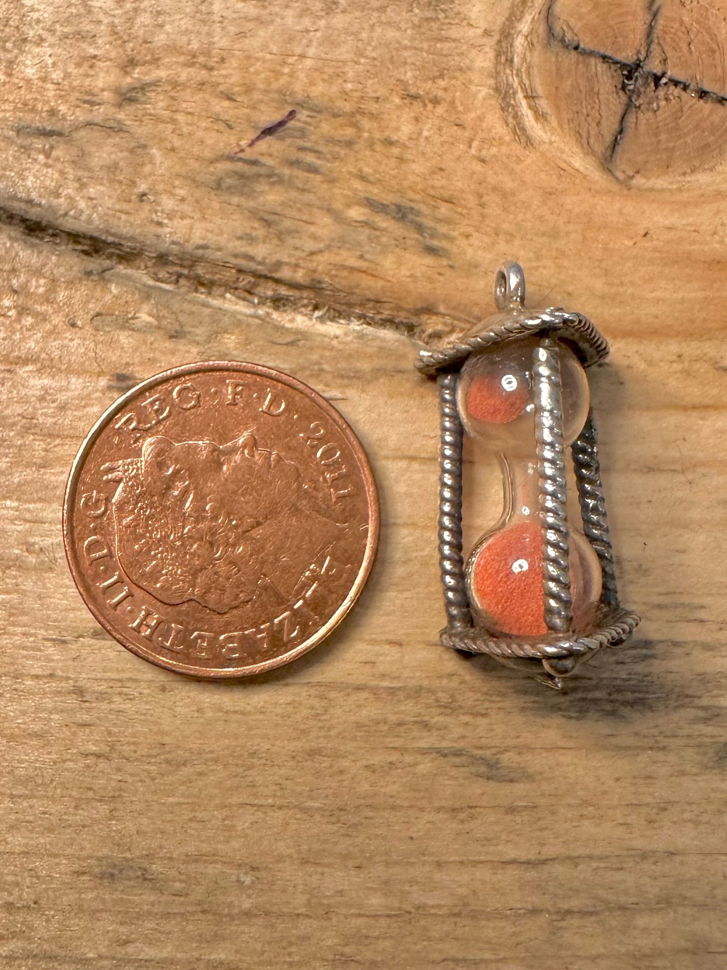 Vintage Hourglass 925 Silver Charm Pendant