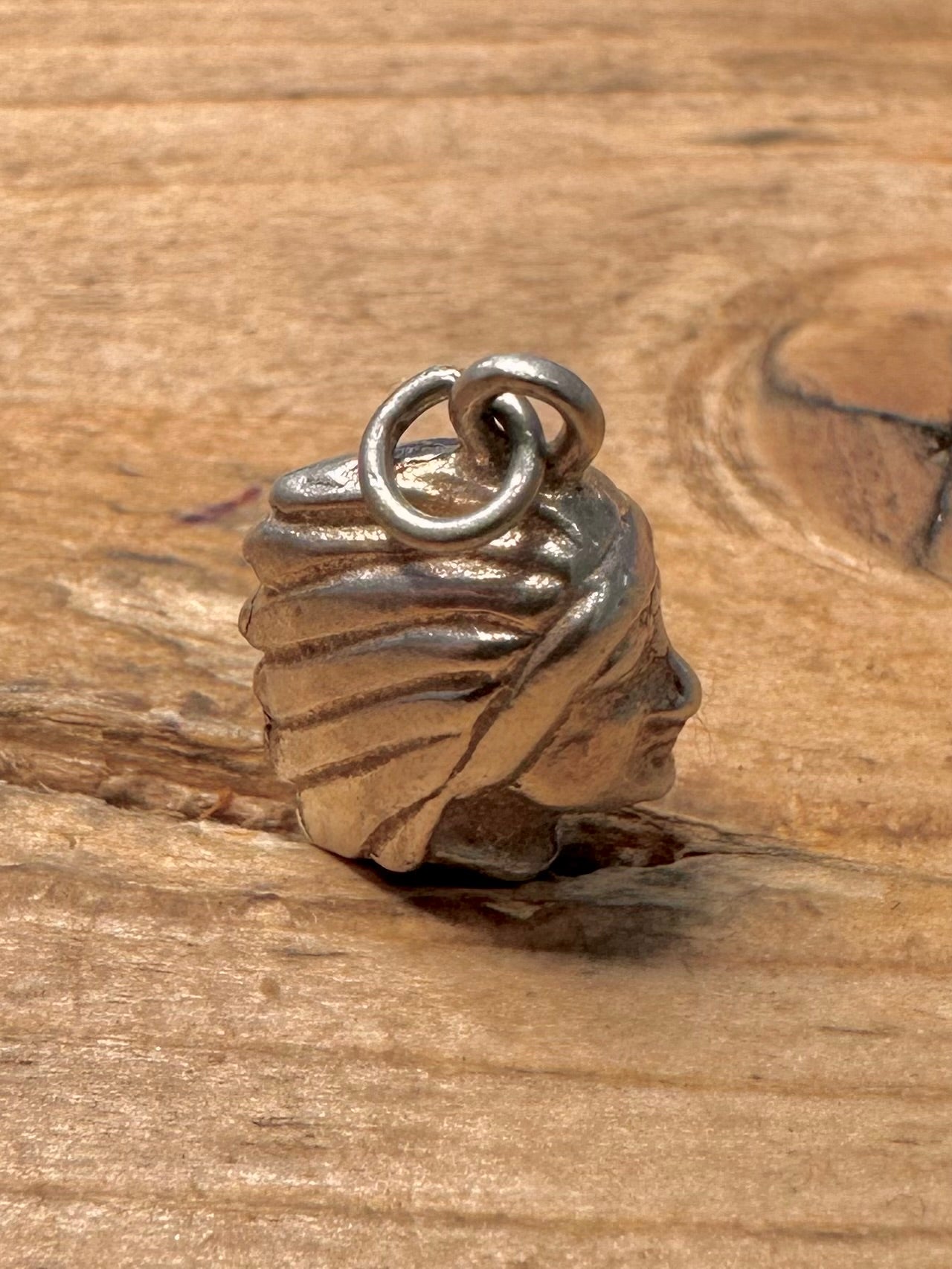 Vintage Native American Head 925 Silver Pendant