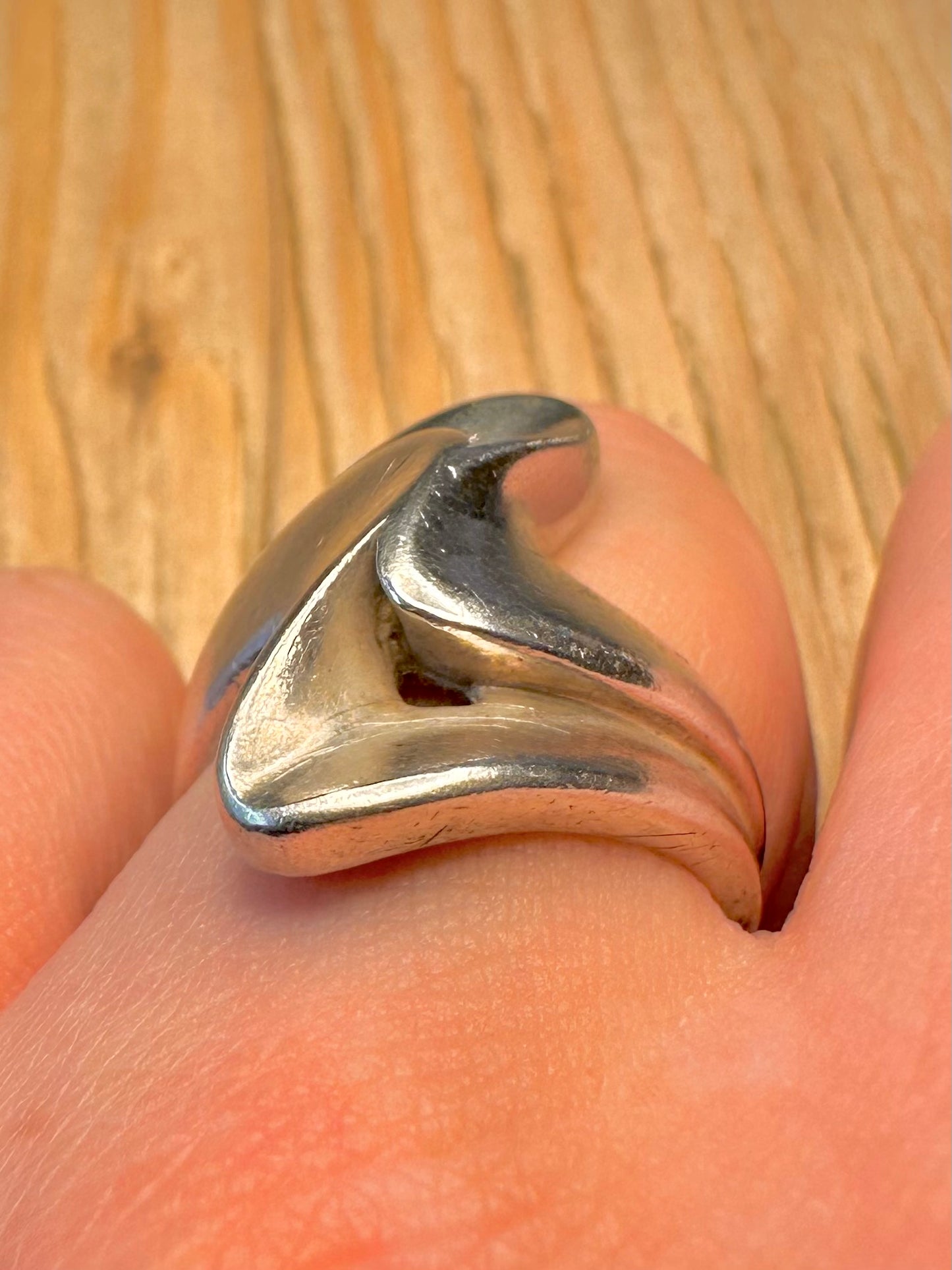 Abstract Wavy 925 Sterling Silver Size O Ring