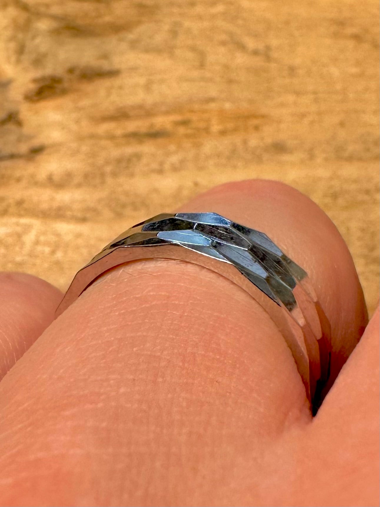 Modern Textured Band 925 Silver Size P1/2 Ring