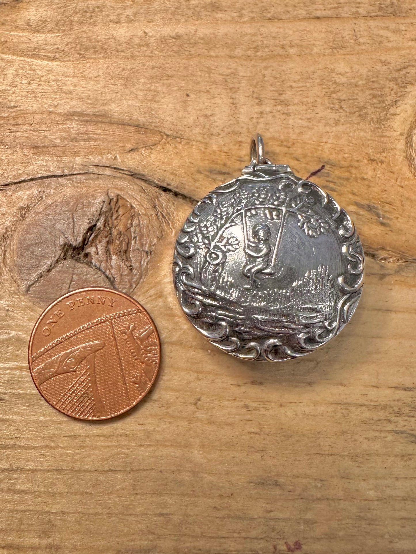 Vintage Art Nouveau Style Girl Swing Box 925 Silver Pendant