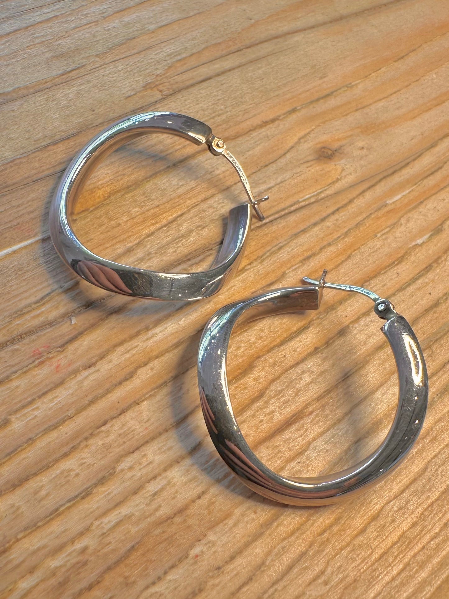 Modernist Twisted Chunky Hoops 925 Sterling Silver Earrings