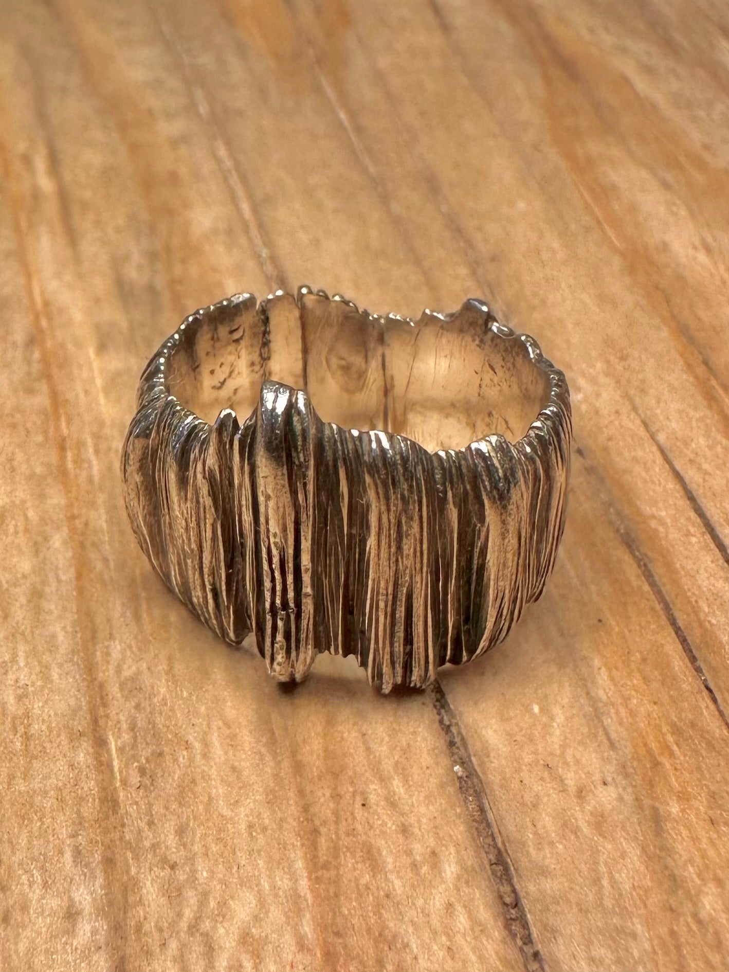 Brutalist Textured 925 Sterling Silver Size j1/2 Ring