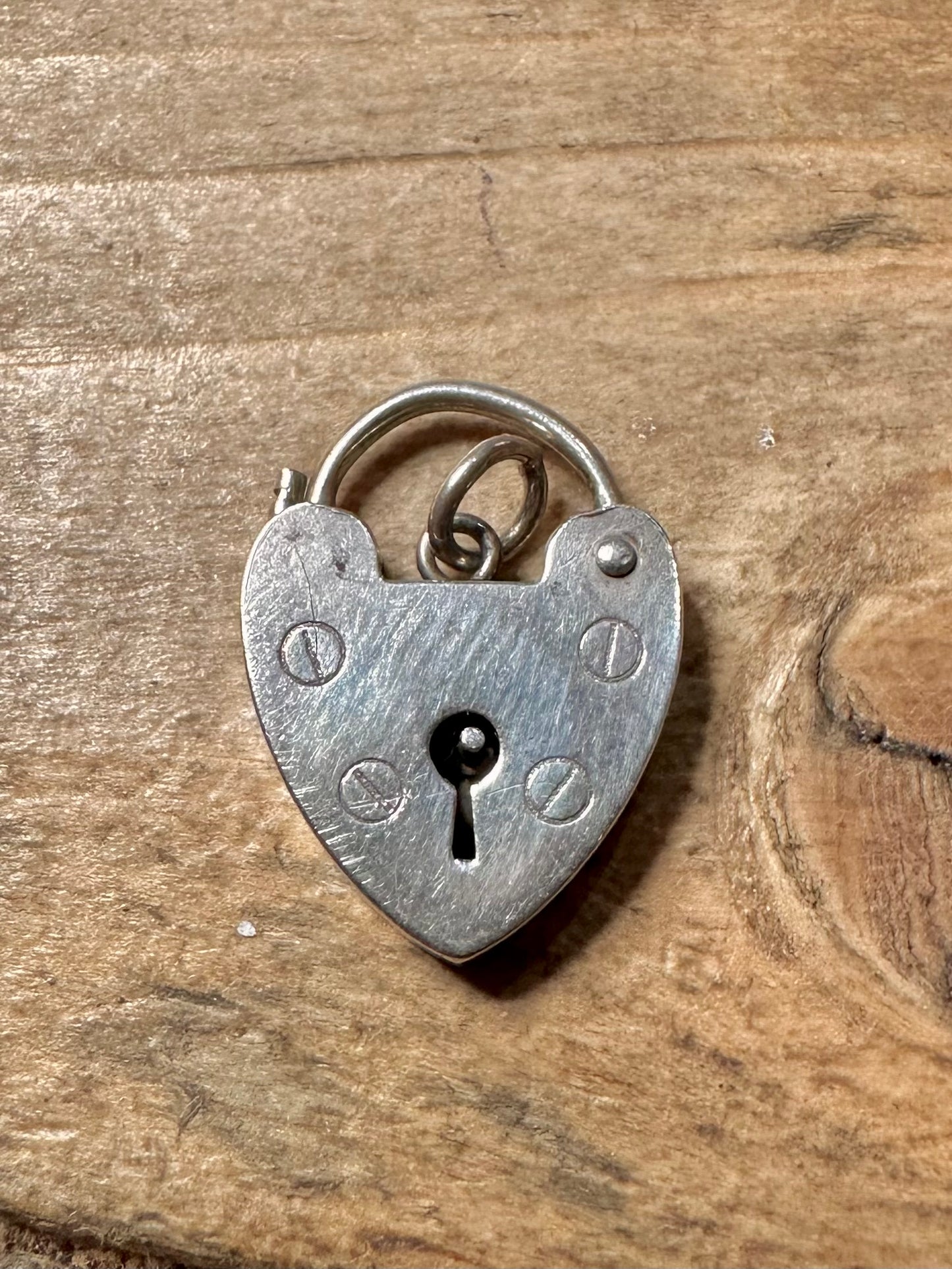 Vintage Heart Padlock 925 Silver Pendant