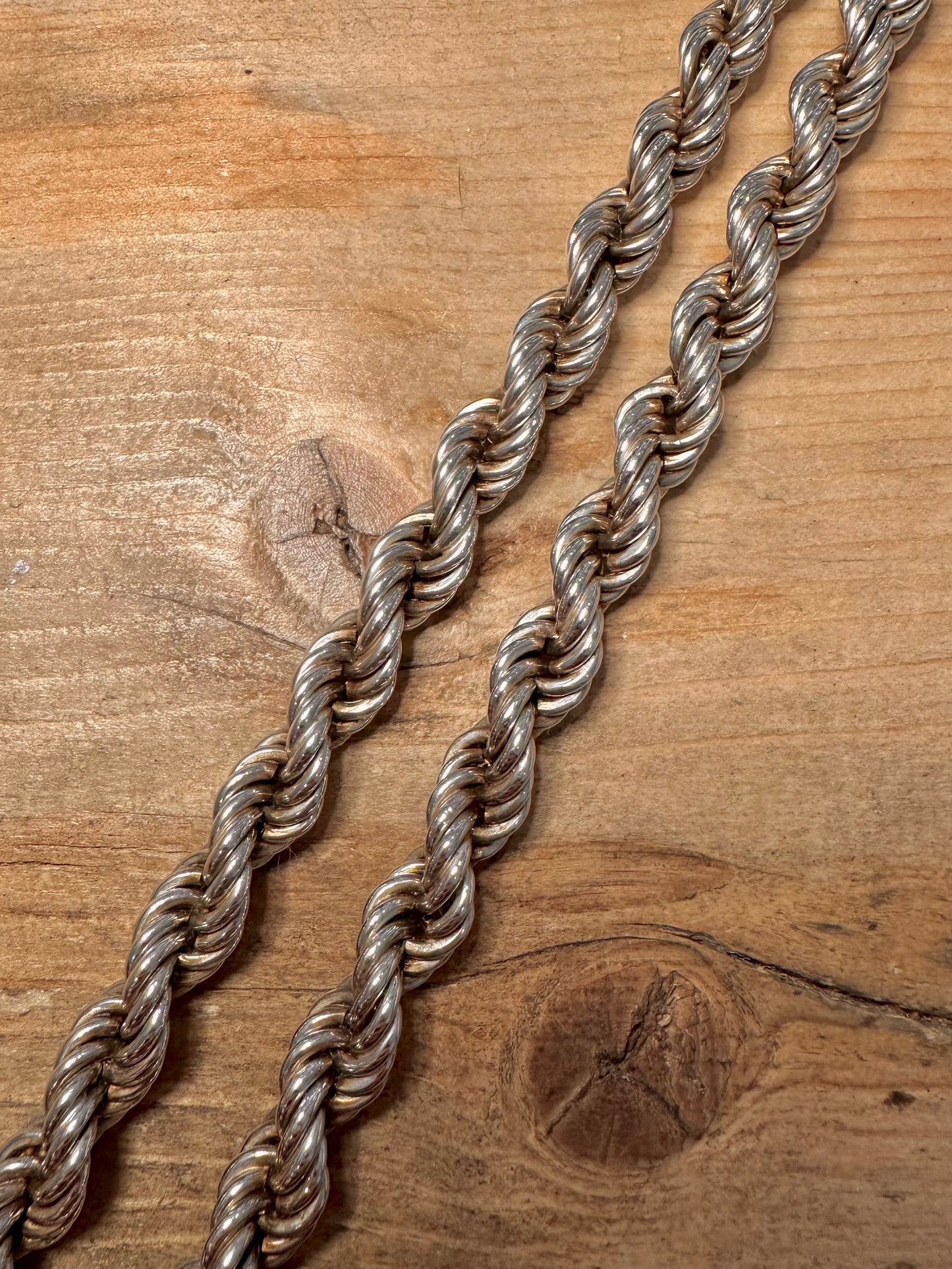 Vintage Chunky Rope Chain 925 Silver 18 inch Necklace