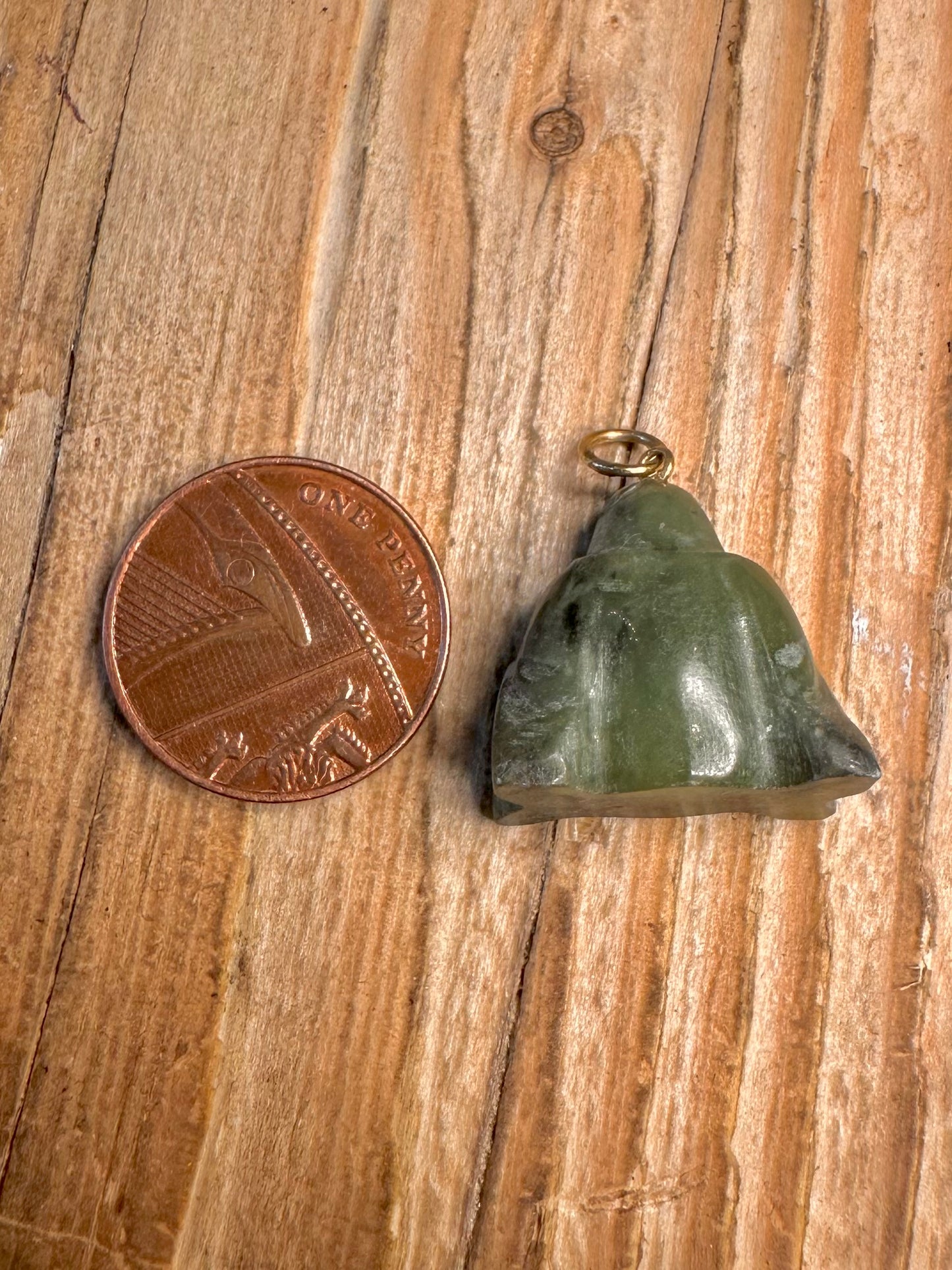 Vintage Jade Buddha Gold Loop Pendant