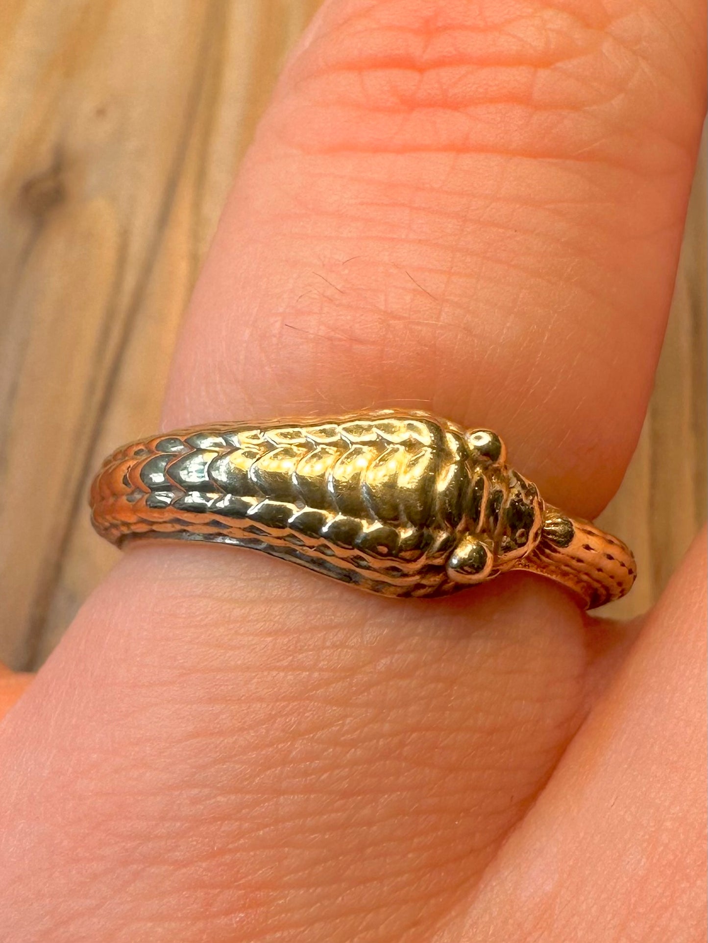 Vintage Snake Gold on 925 Sterling Silver Size P1/2 Ring