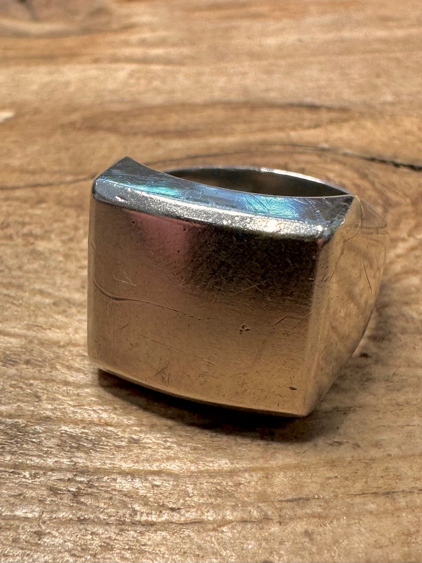 Vintage Signet Square 935 Silver Size T Ring