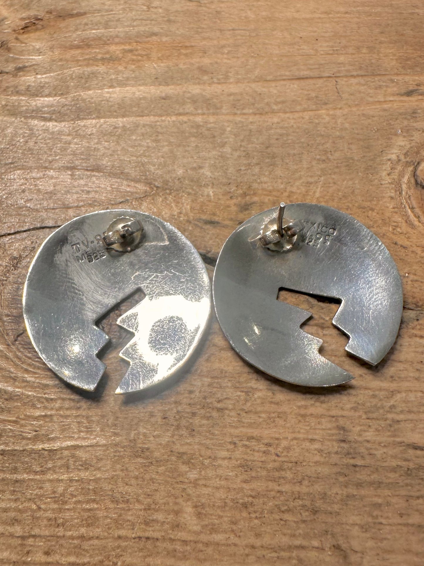 Abstract Circle Zig Zag 925 Silver 925 Silver Stud Earrings