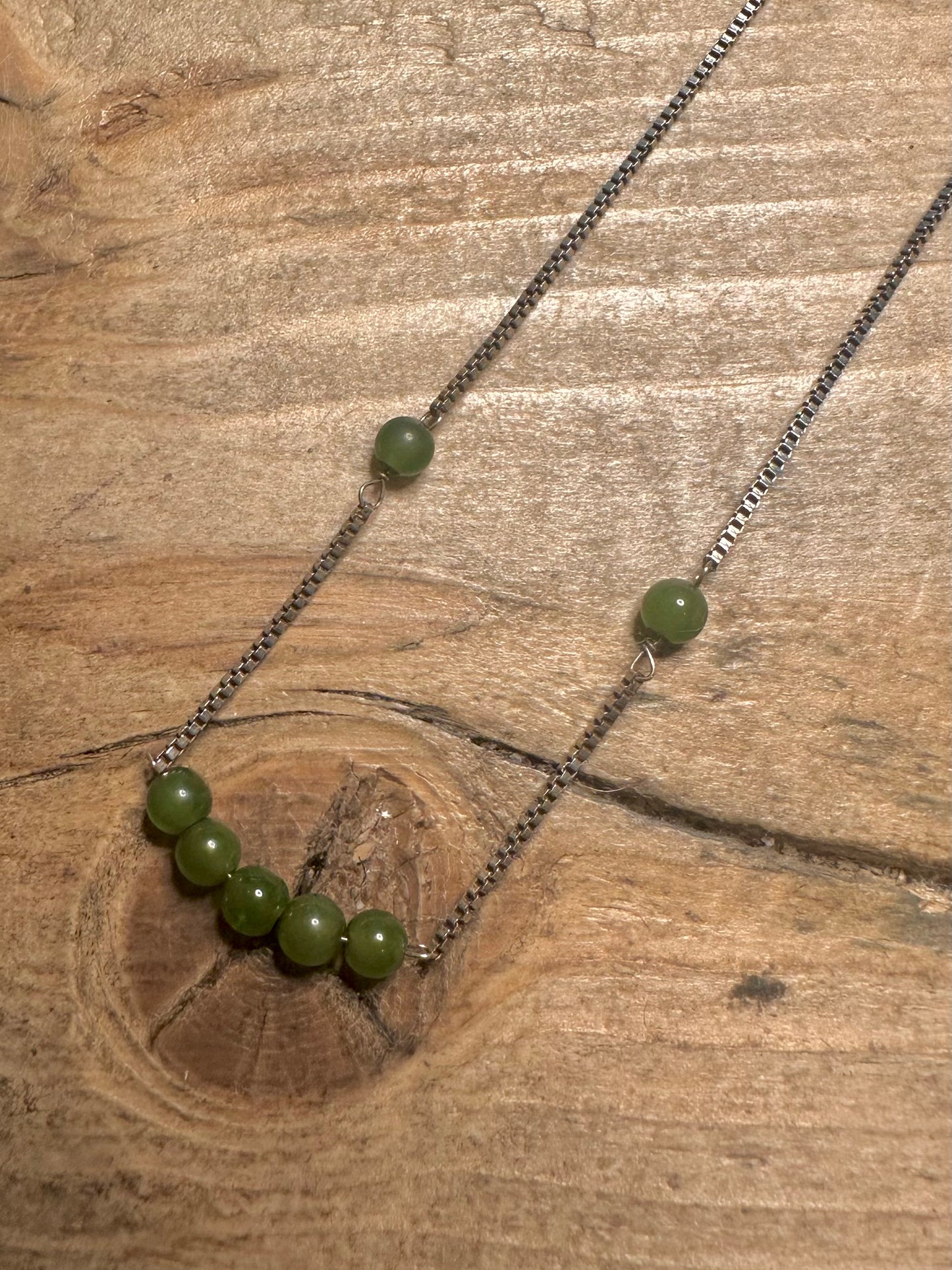 Vintage Jade Balls Box Chain 925 Silver 14.5 inch Necklace