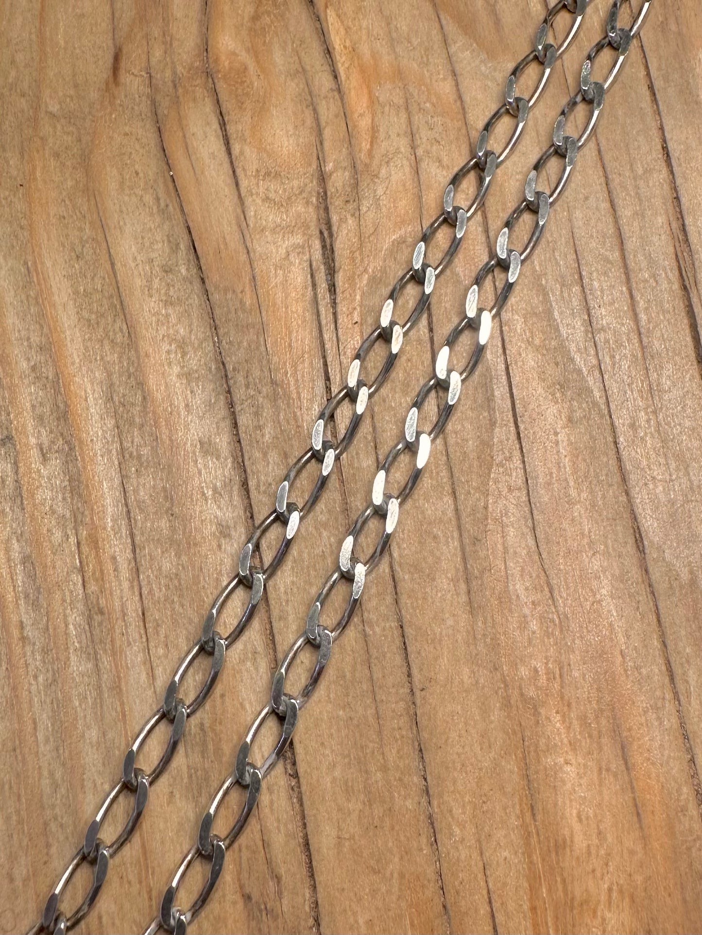 Vintage Long Curb Chain Link 925 Sterling Silver 23.5 inch Necklace