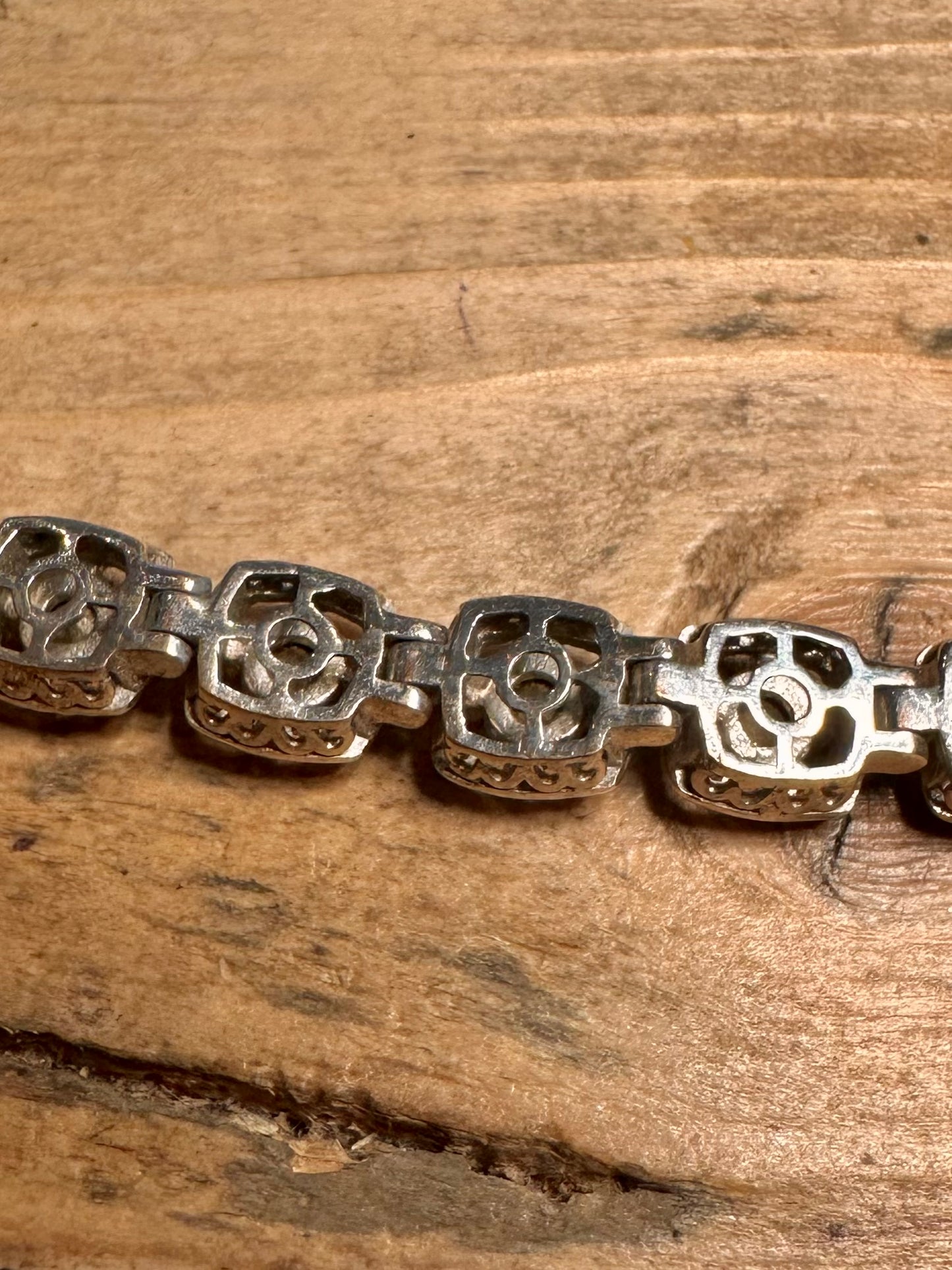 Modernist CZ Stones 925 Silver Tennis Bracelet